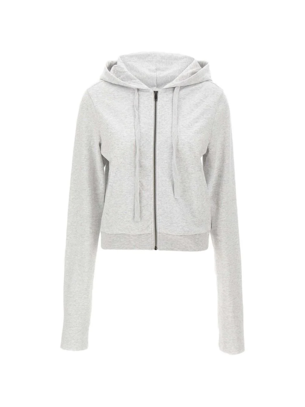 zip drawstring cropped hoodie - 1