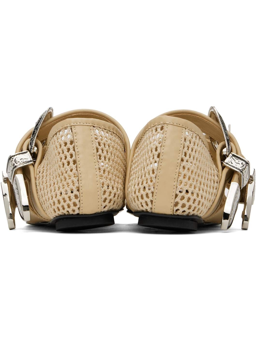 SSENSE Exclusive Beige Crochet Net Jet Ballerina Flats - 2
