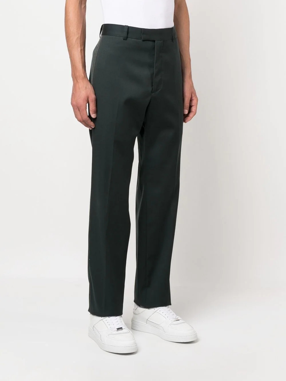 contrast-stitching straight-leg trousers - 3