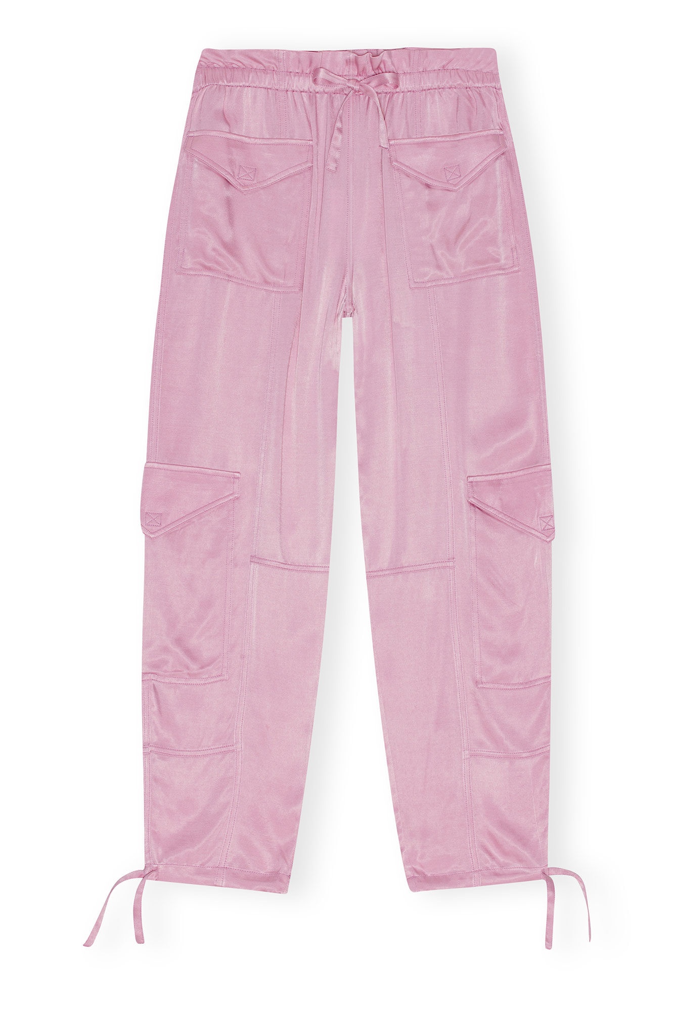 PINK WASHED SATIN PANTS - 1