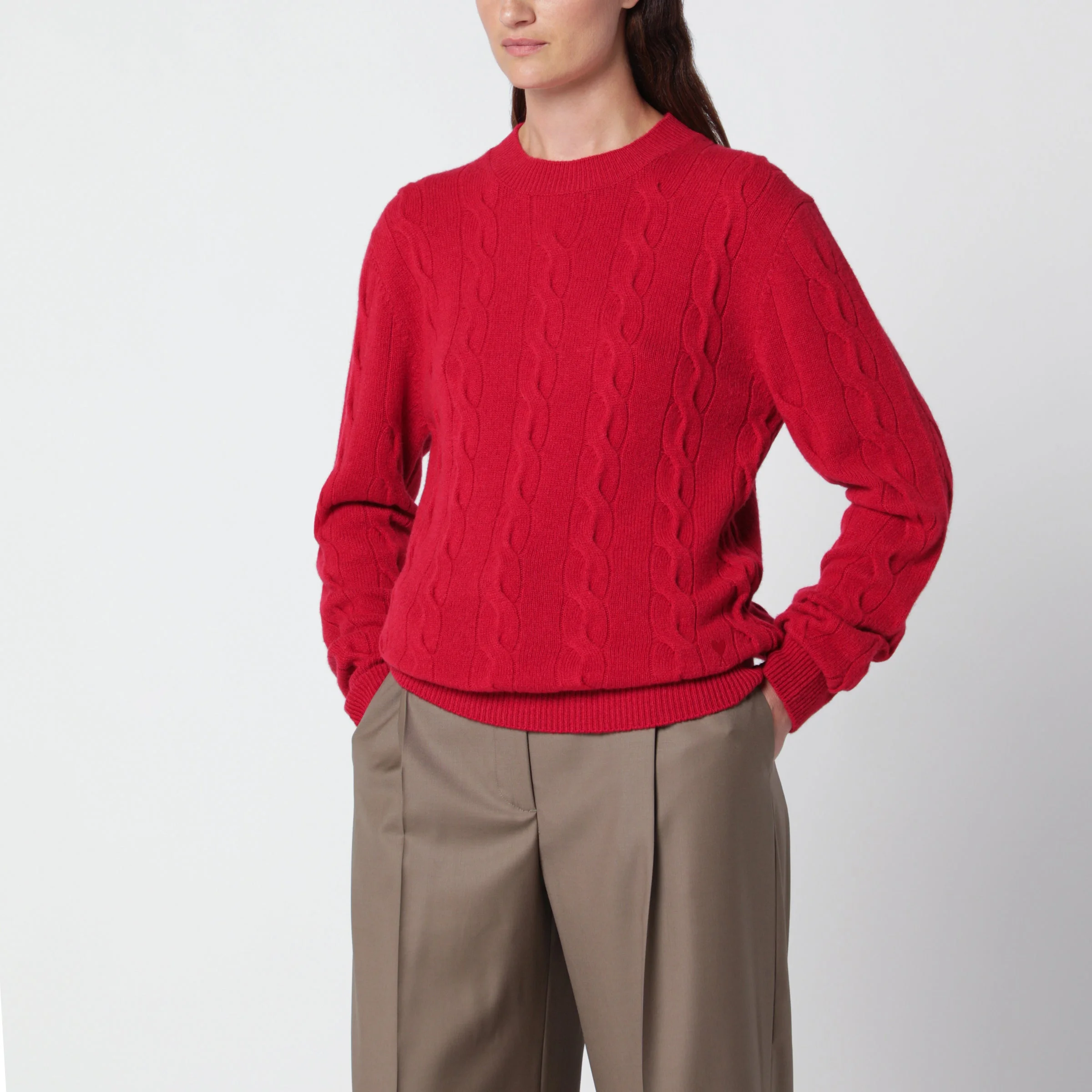 Red merino wool sweater - 1
