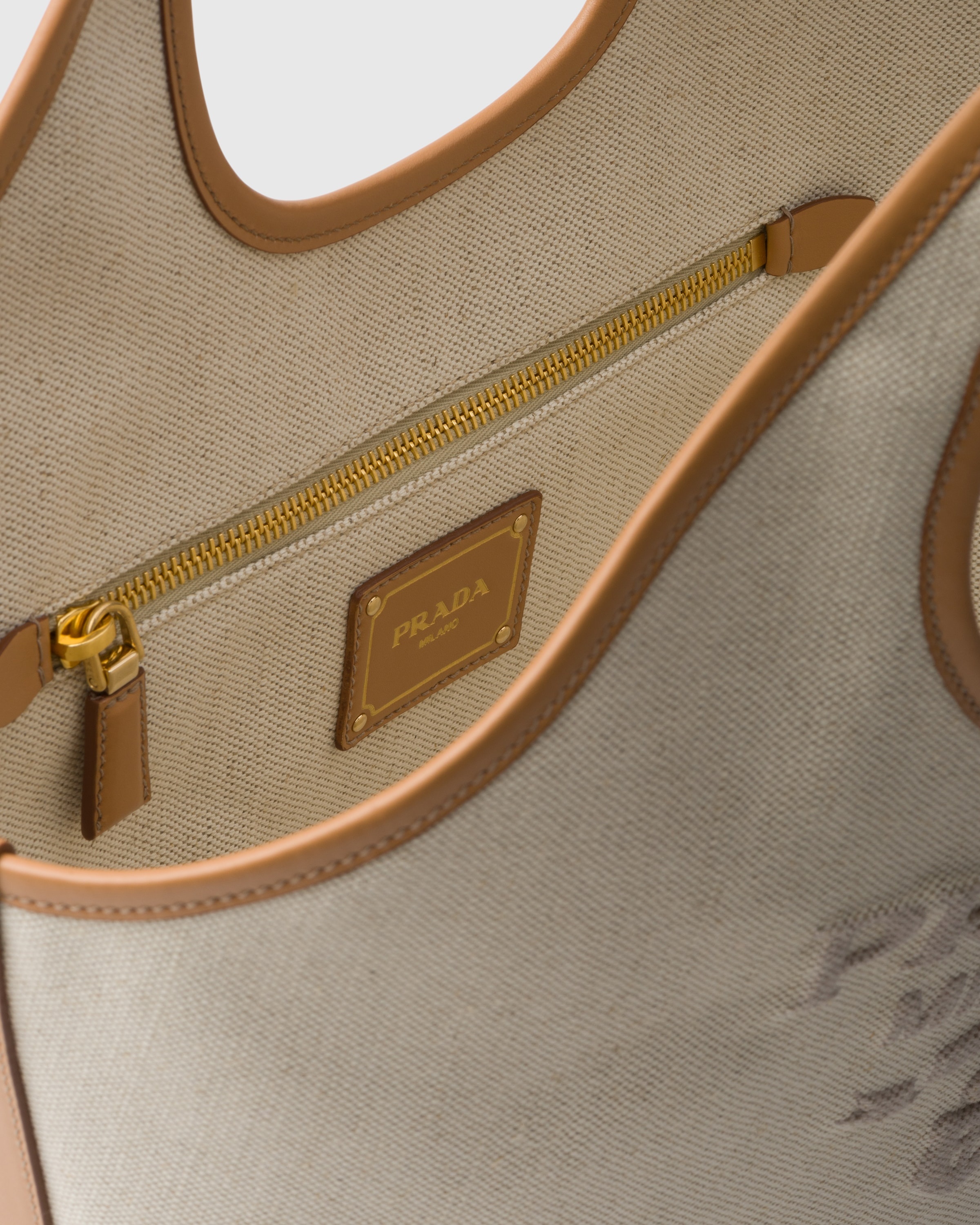Prada Medium linen blend and leather tote bag | REVERSIBLE