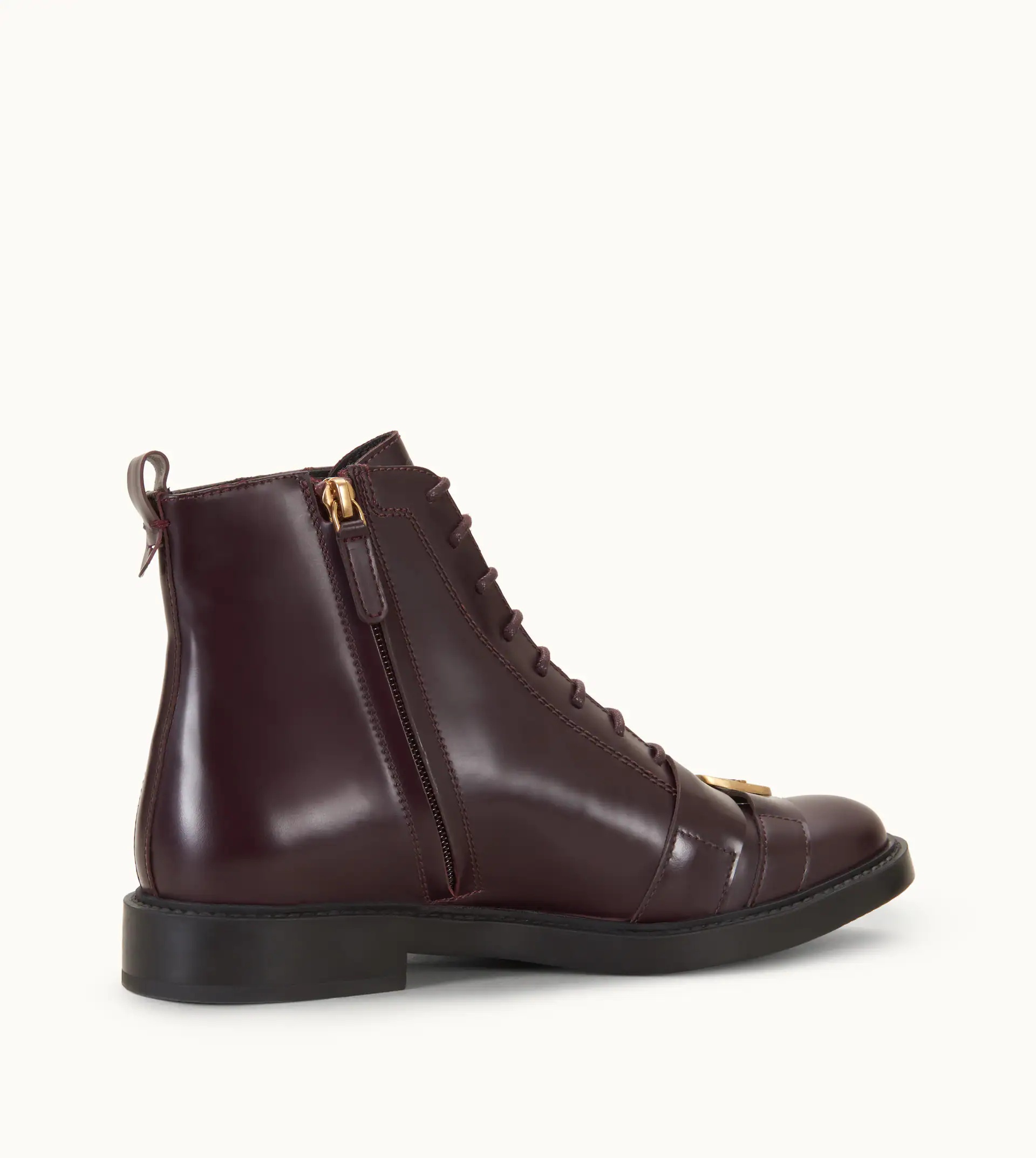 ANKLE BOOTS IN LEATHER - BURGUNDY - 6