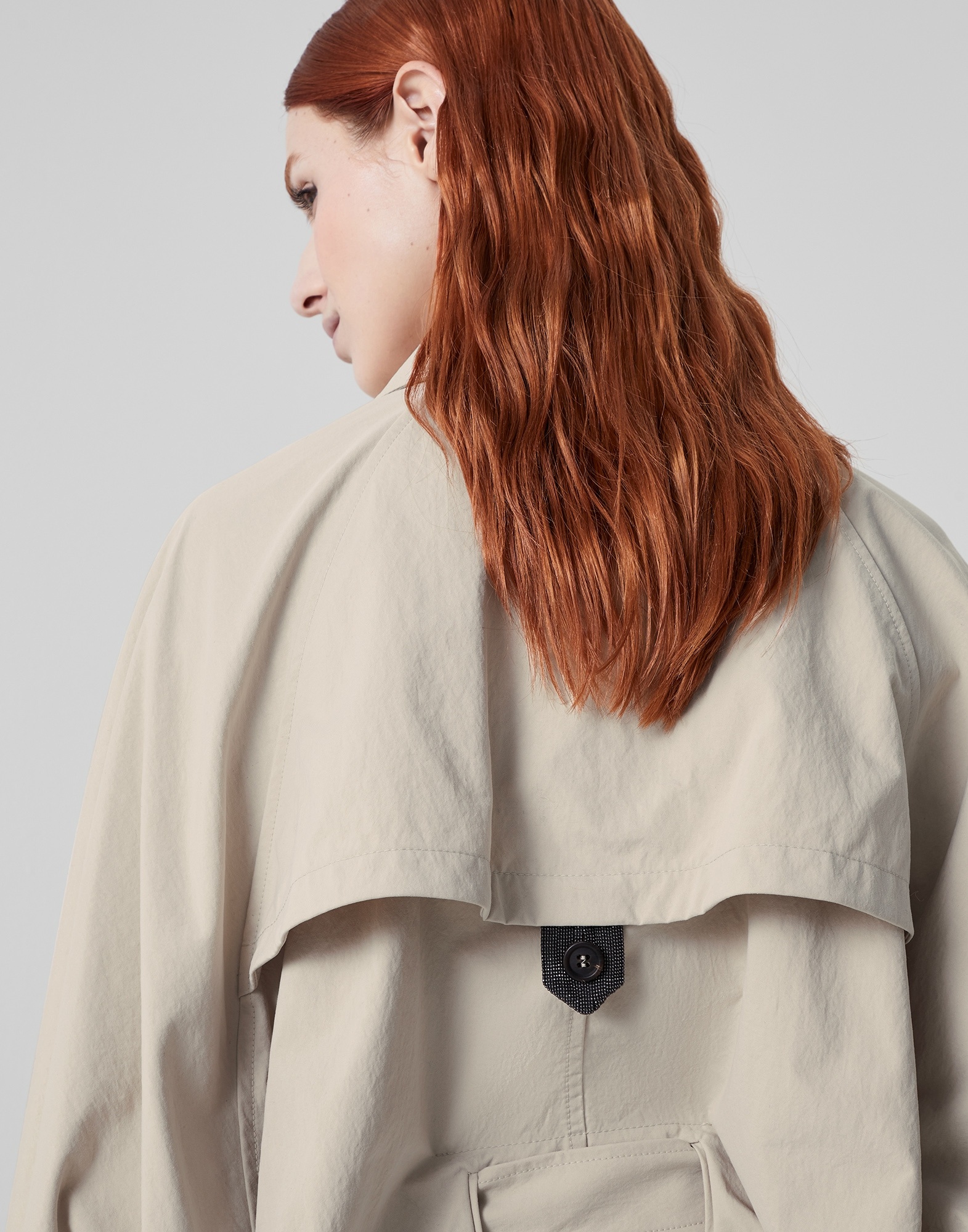 Techno canvas trench with precious button tab - 3
