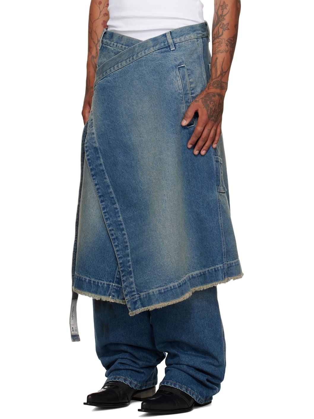 Blue Apron Denim Skirt - 4