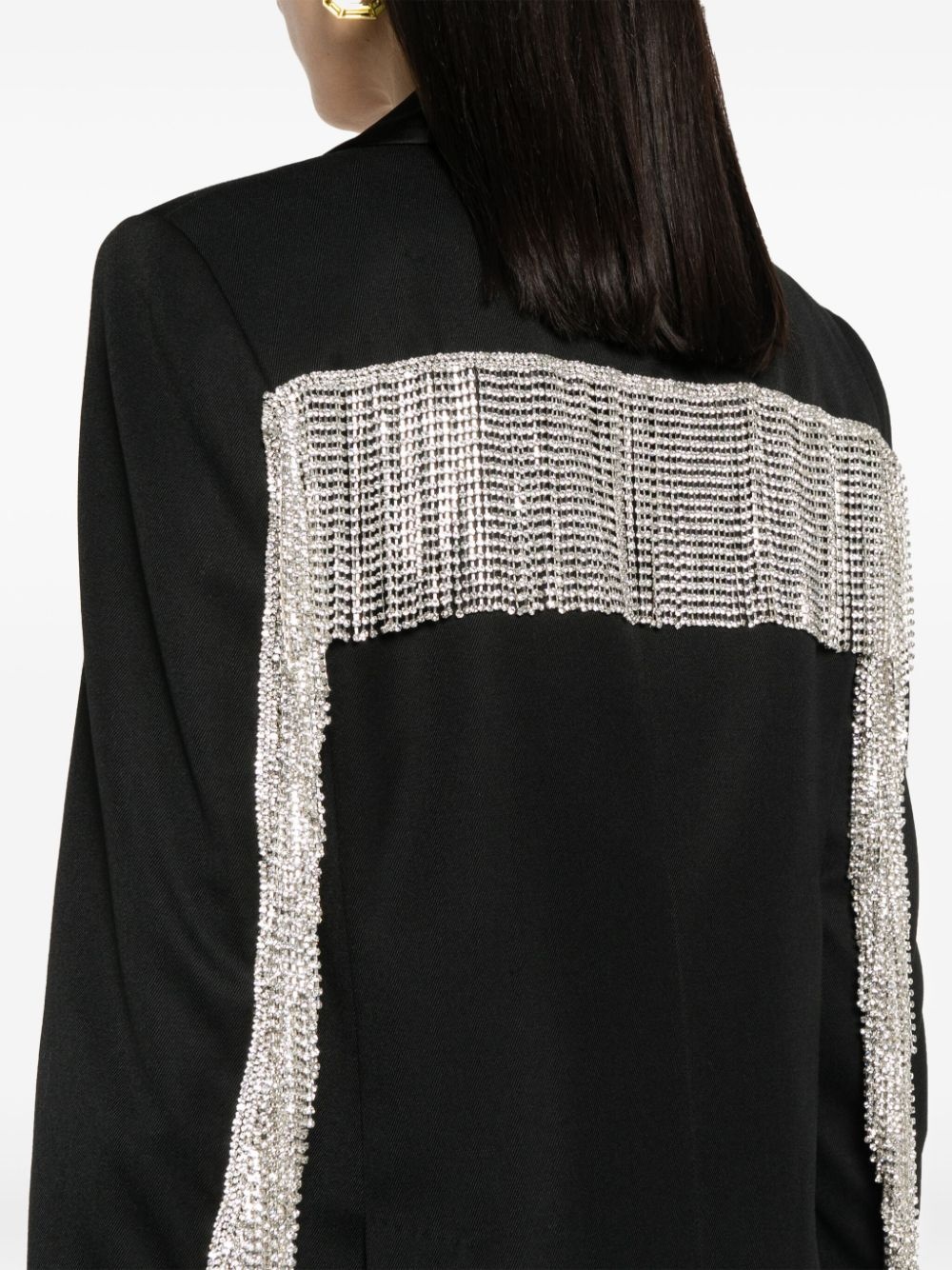 crystal-embellished fringed blazer - 5