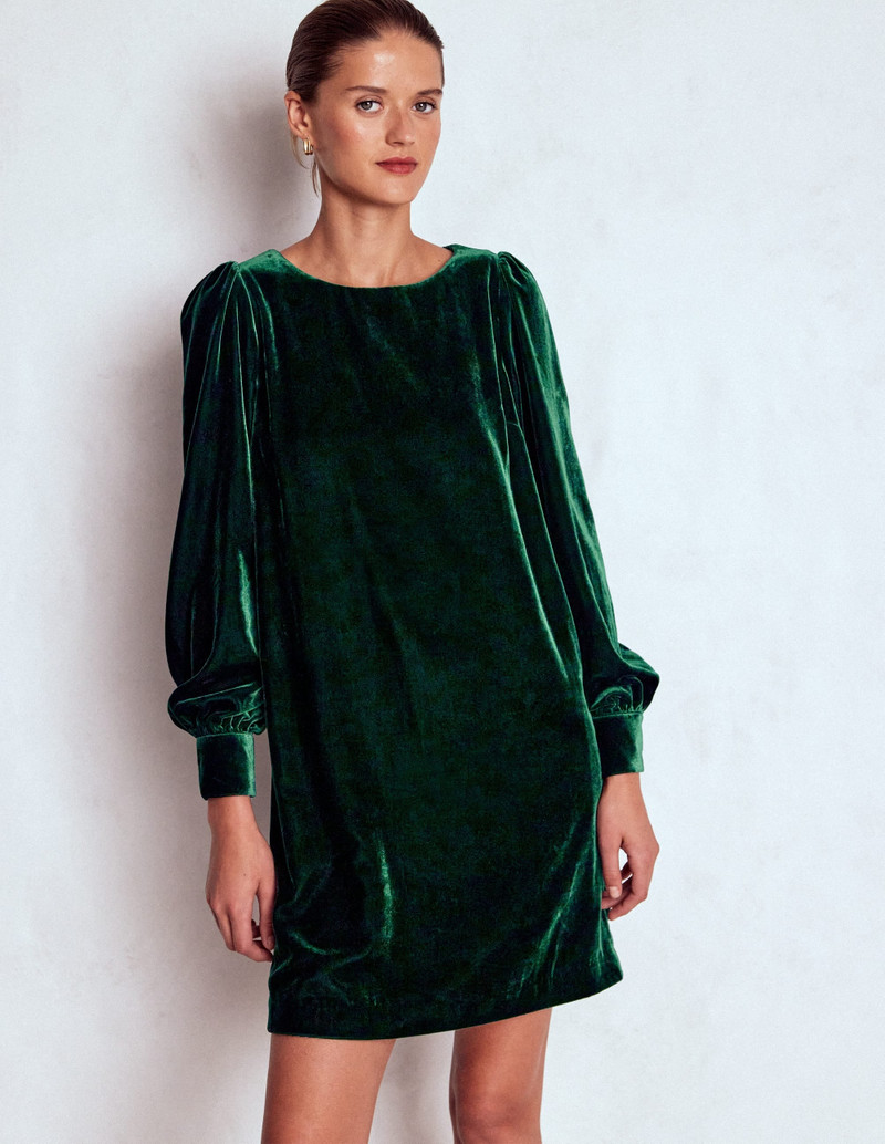 Estella Velvet Shift Dress-Emerald Night 5