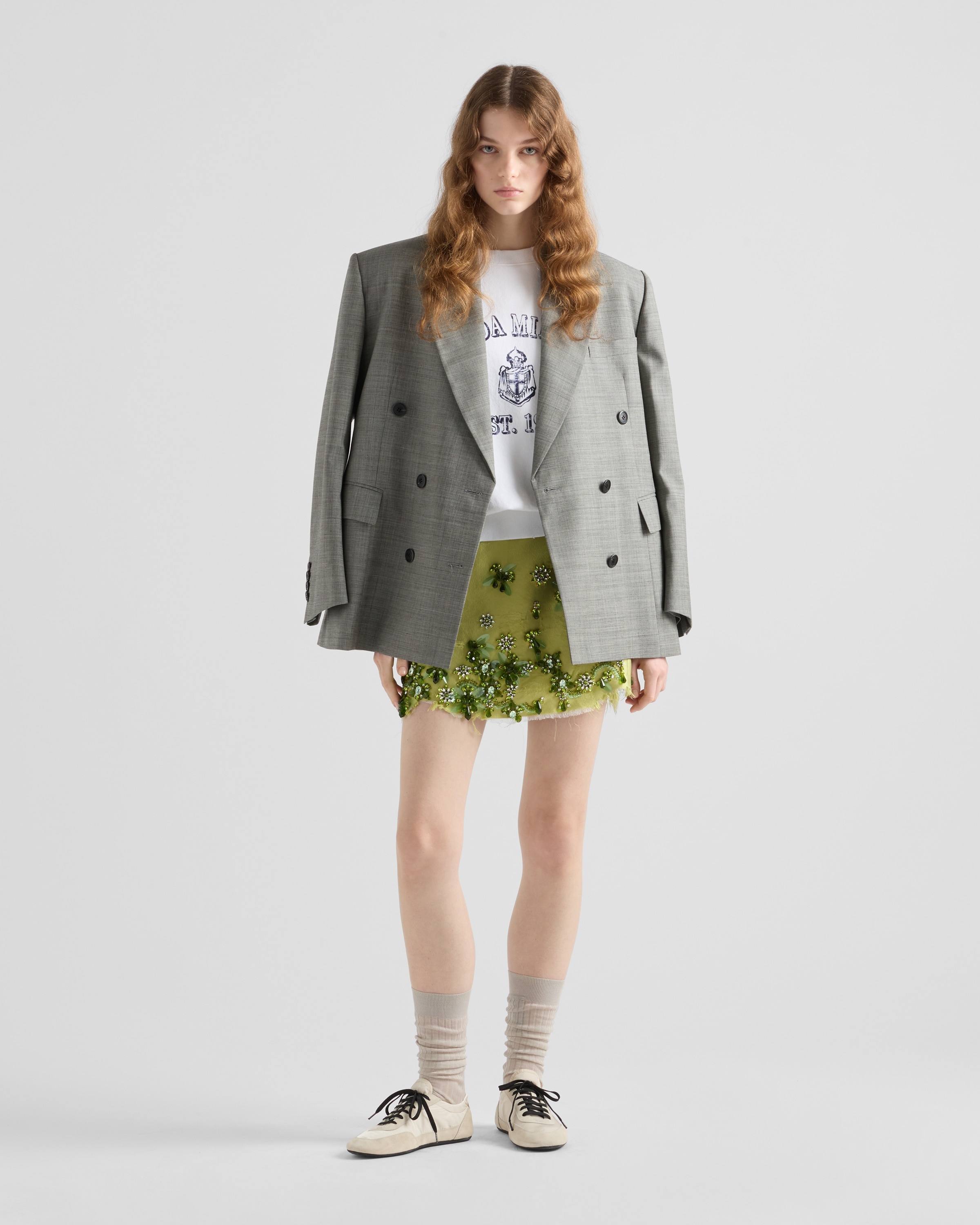 Embroidered silk and wool miniskirt - 2