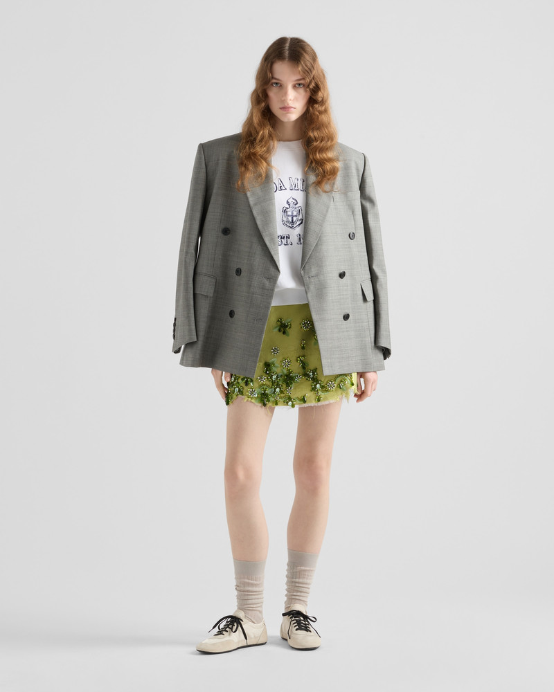 Prada Embroidered silk and wool miniskirt outlook