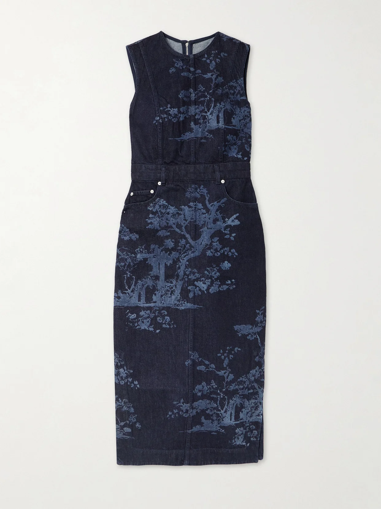 Printed Denim Midi Dress - 1