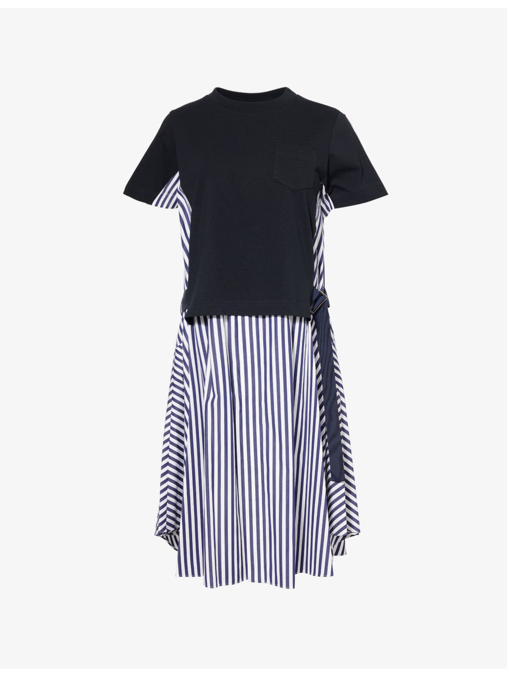 Belted Striped Cotton-Poplin Midi Dress - 1