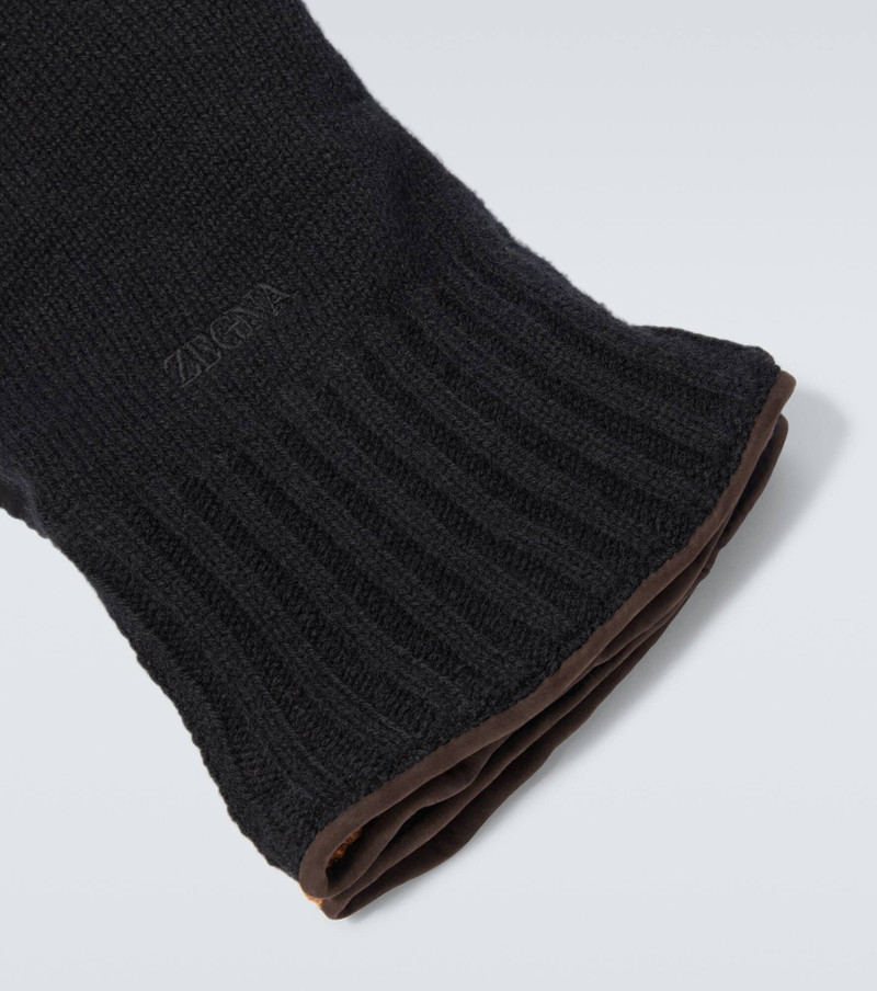 ZEGNA Leather-trimmed cashmere gloves outlook