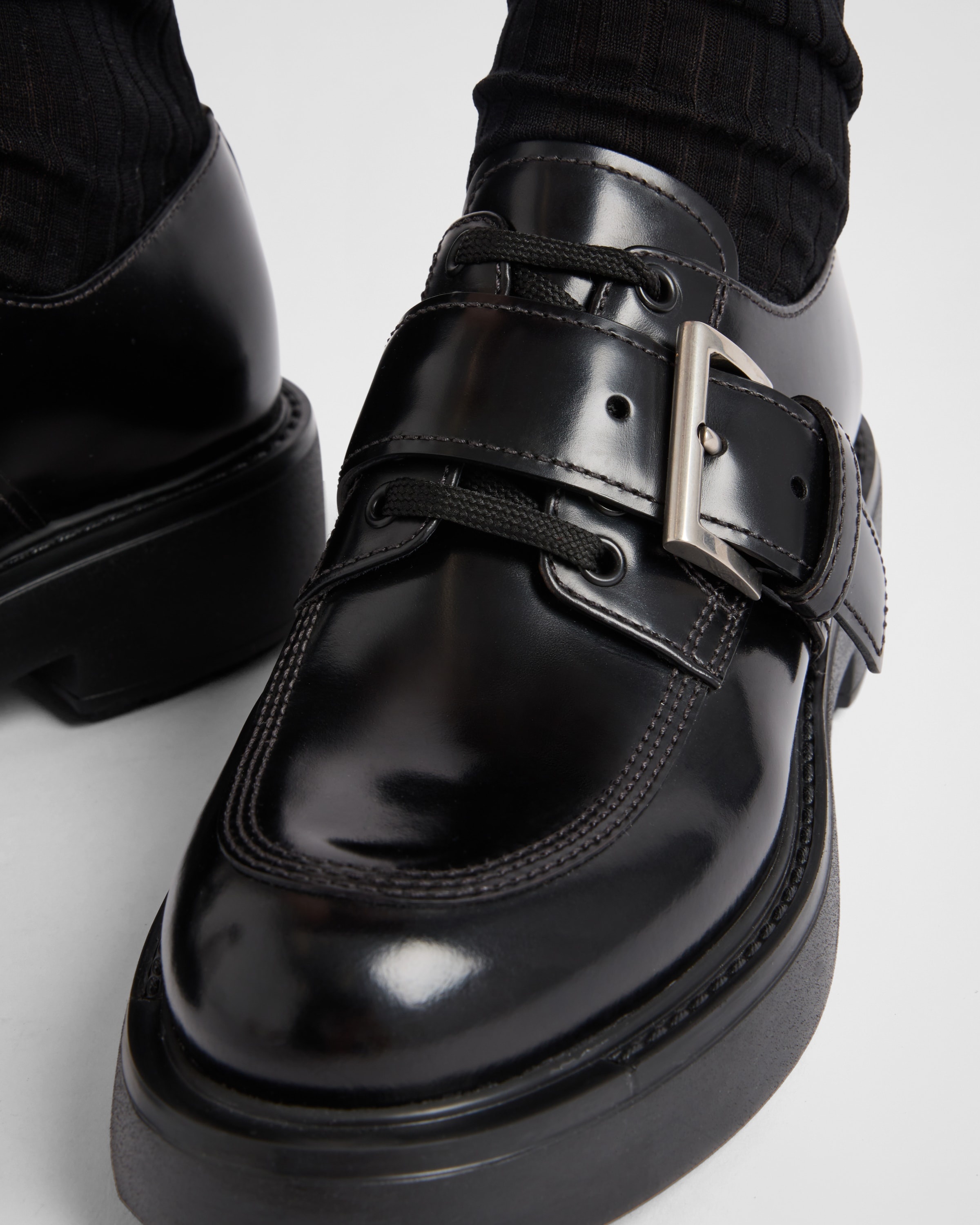Brushed leather lace-up shoes - 7