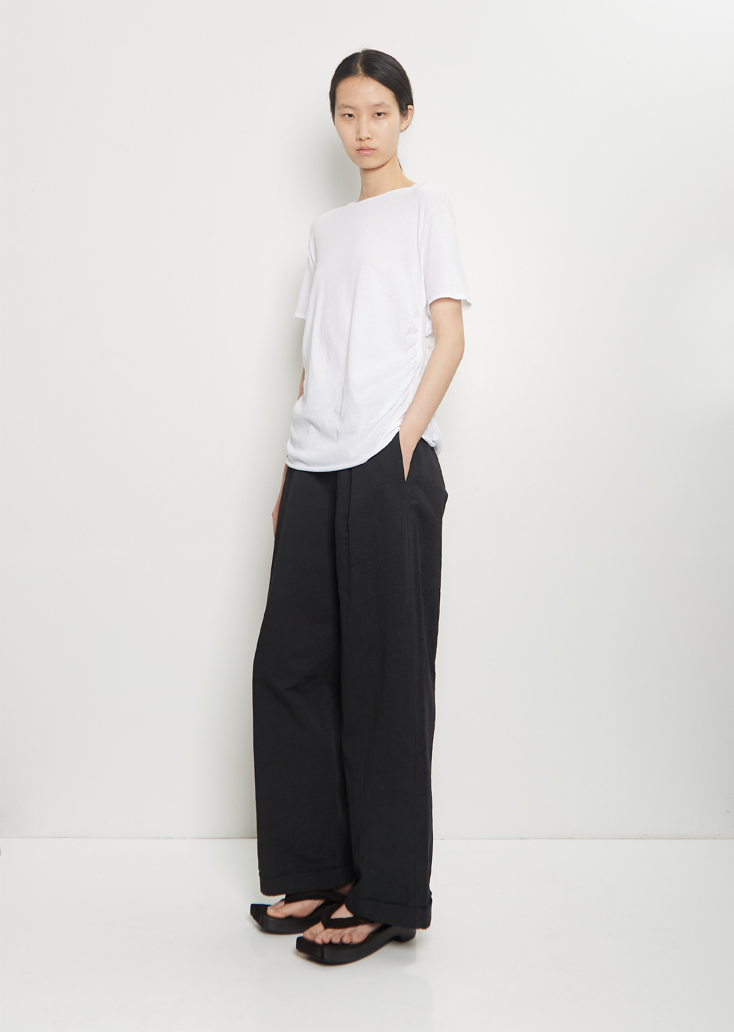 Pima Cotton Drape Tee — White - 4
