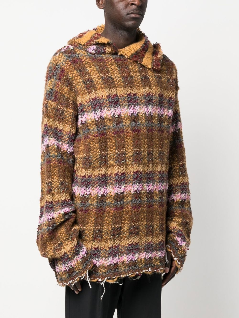 checked recycled wool hoodie - 3