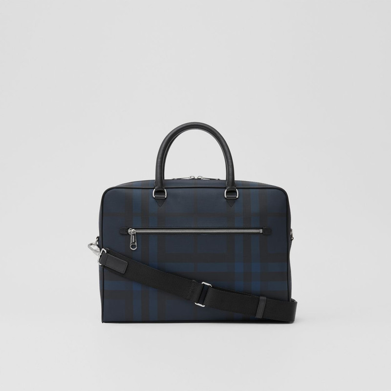 London Check and Leather Briefcase 8
