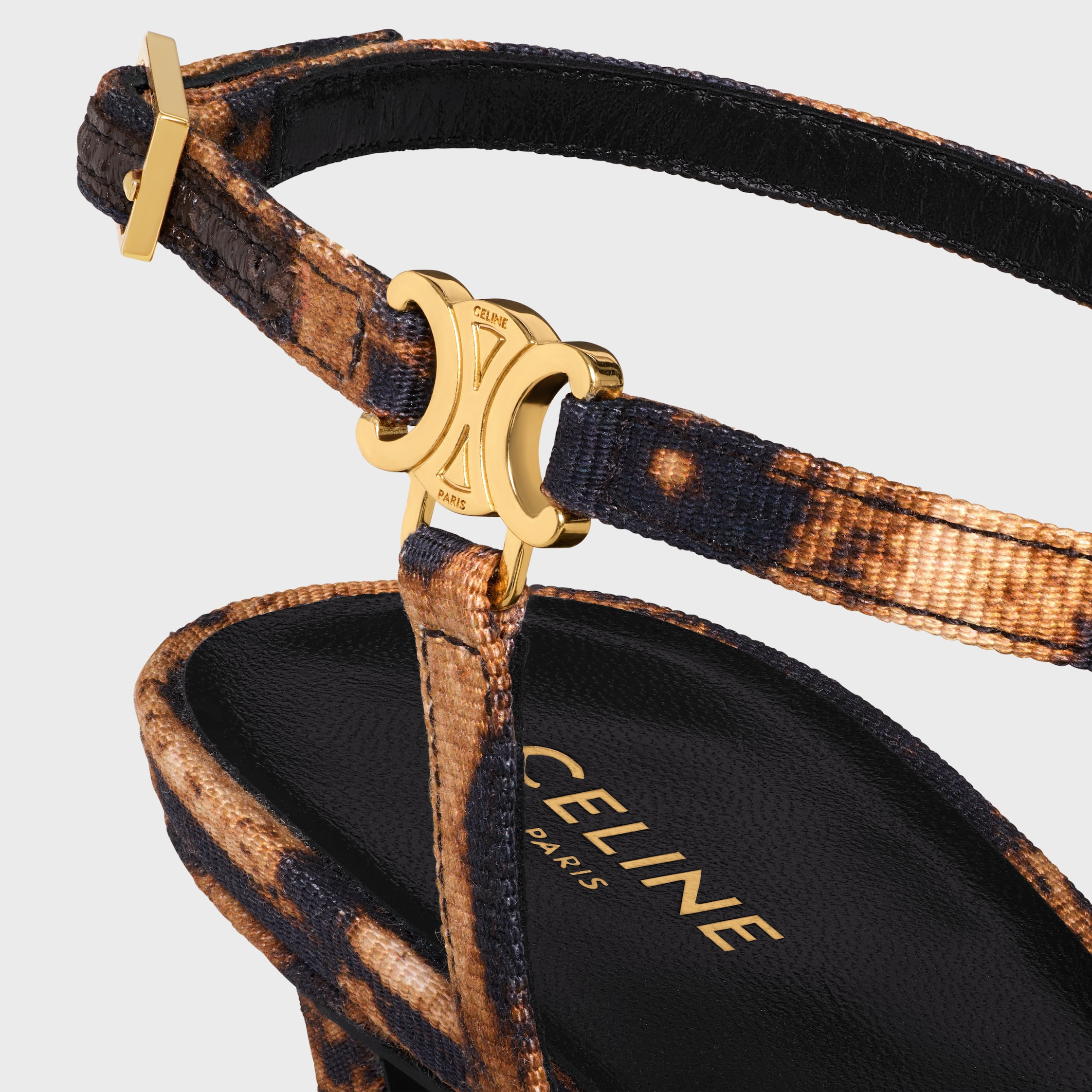 CELINE AVA SANDAL IN LEOPARD PRINTED GROS GRAIN FABRIC - 5