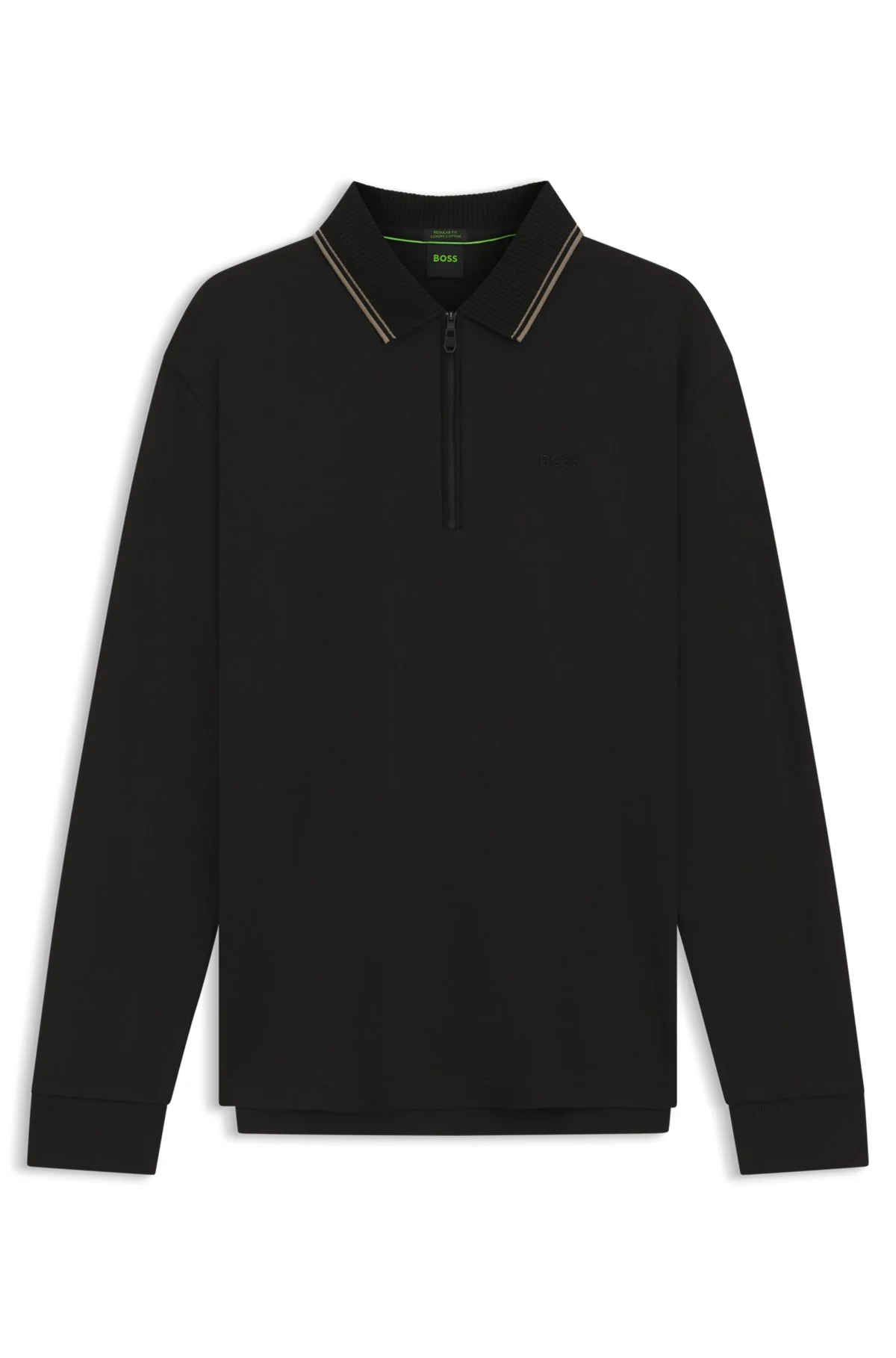 INTERLOCK COTTON POLO SHIRT WITH STRIPED COLLAR - 1