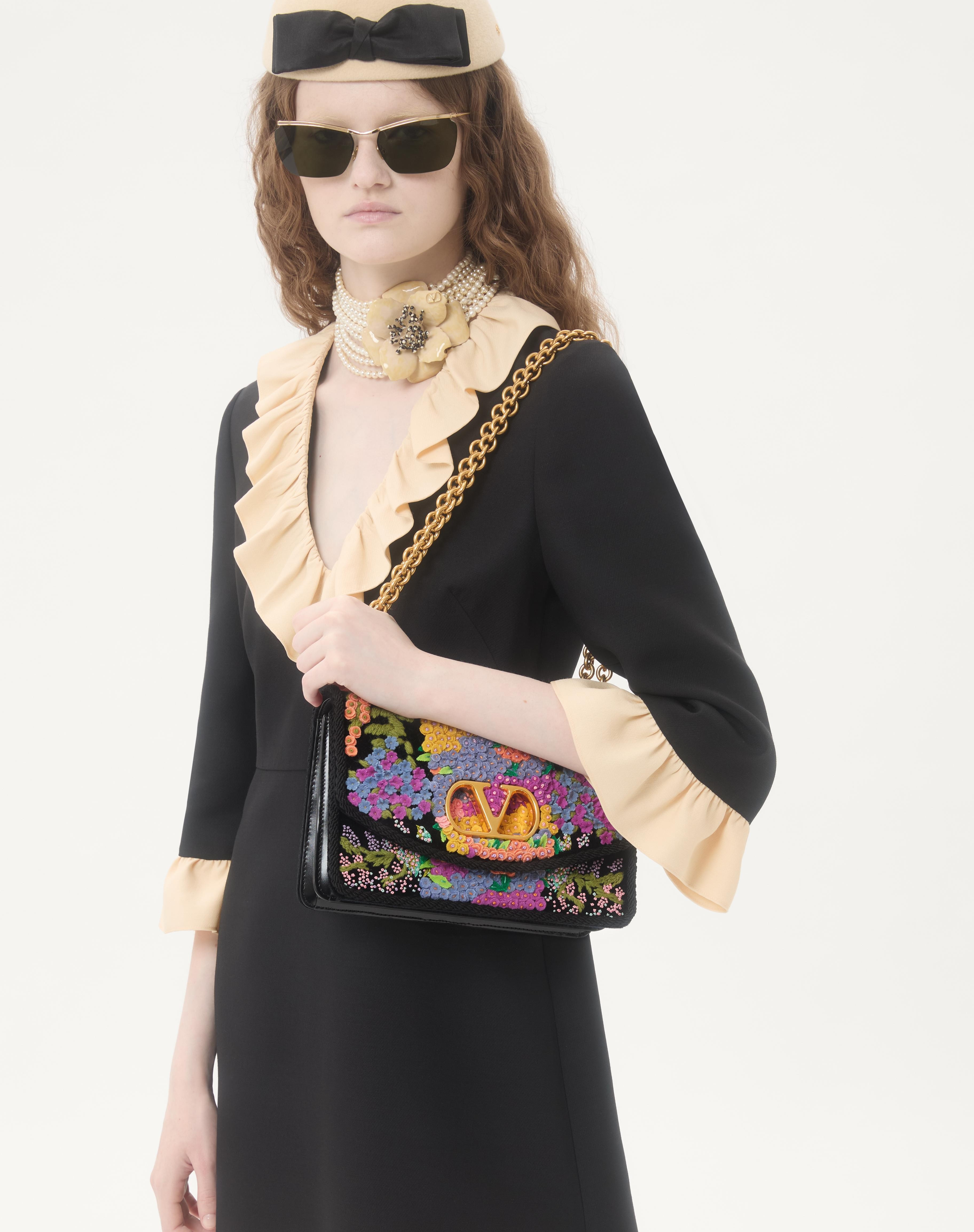 VALENTINO GARAVANI VAIN EMBROIDERED SHOULDER BAG - 7