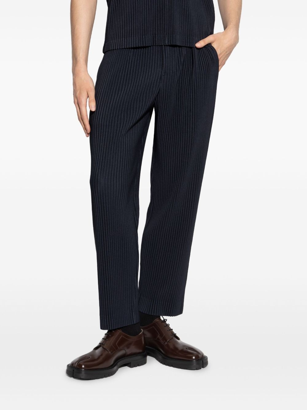 pleated straight-leg trousers - 3