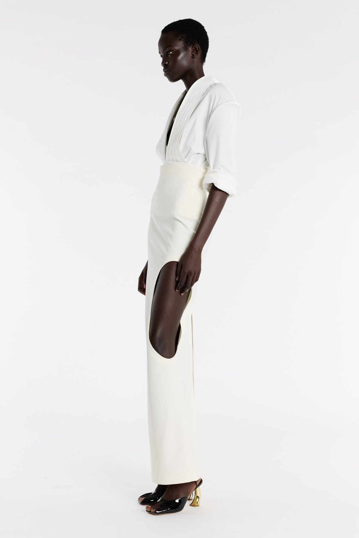 CUMMERBUND COLLAR TUXEDO TOP WHITE - 10