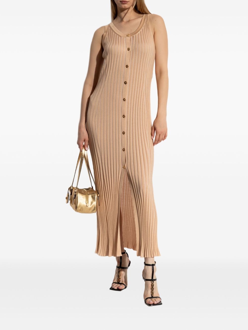 ribbed button-down midi dress - 2