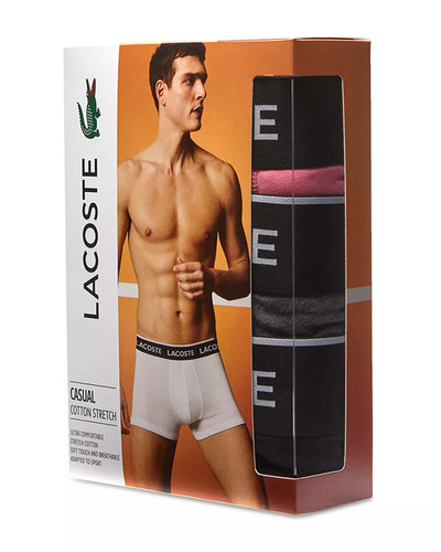 LACOSTE Cotton Stretch Logo Waistband Long Boxer Briefs, Pack of 3 outlook