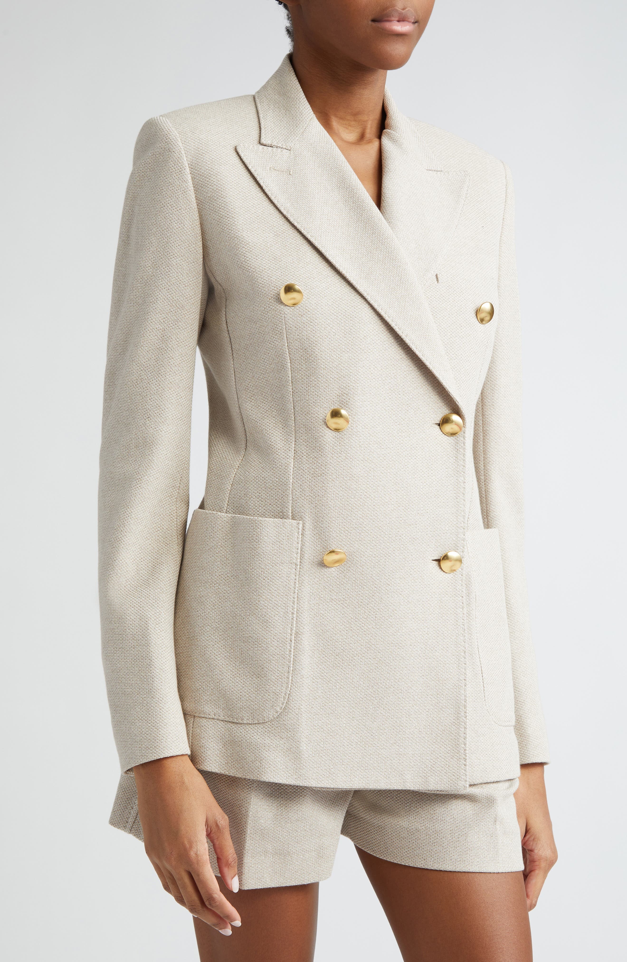 Vanadio Double Breasted Cotton Piqué Knit Blazer - 5