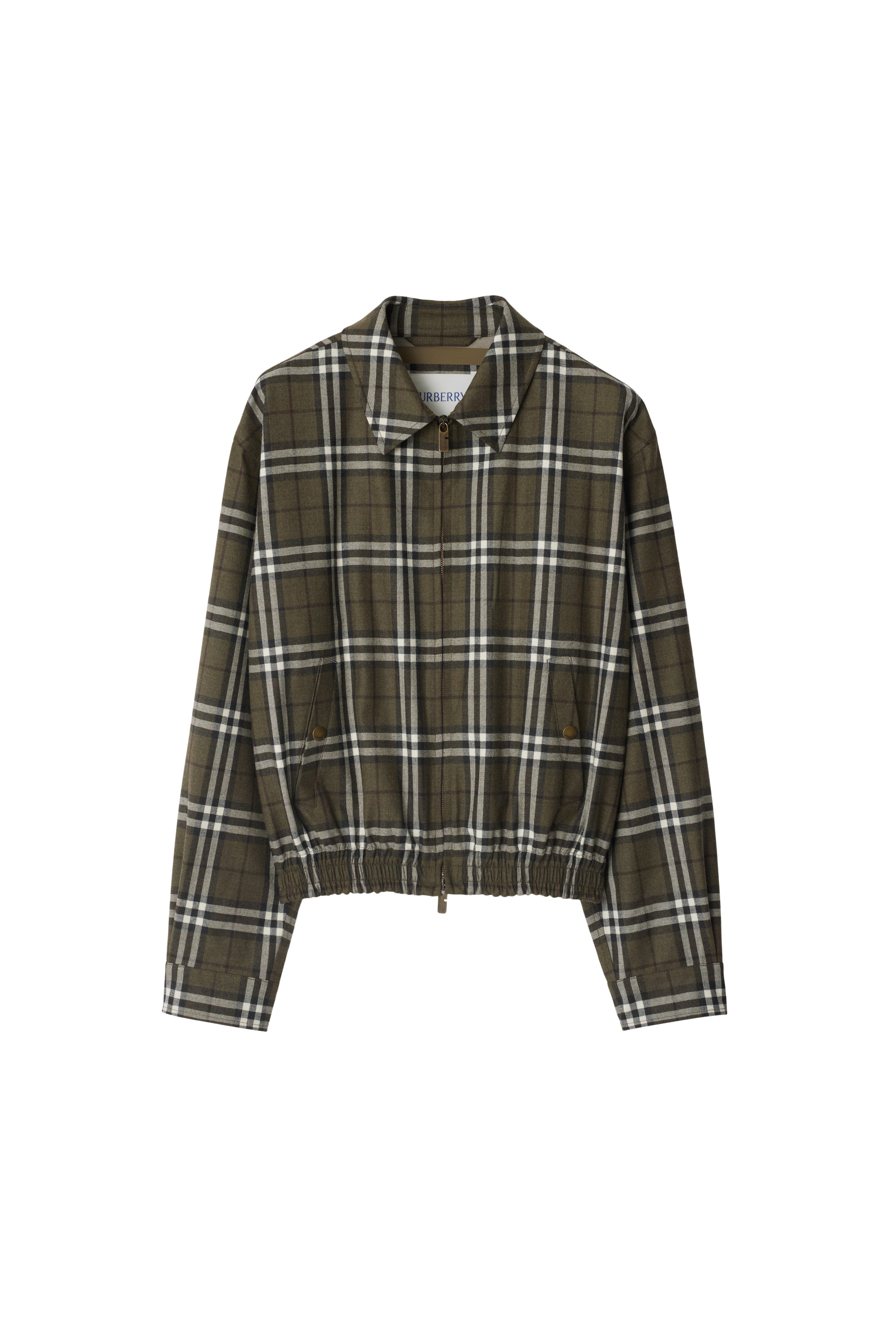 burberry Check Bonded Wool Harrington Jacket in Shrub Green/yew Green at Nordstrom - 2