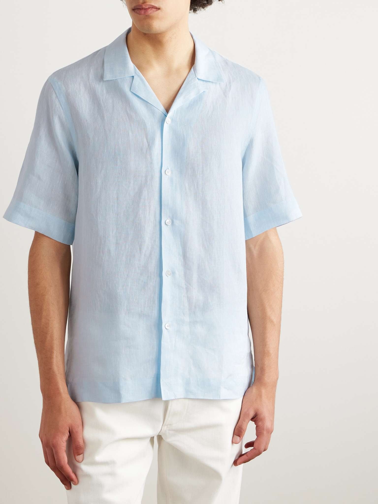 Convertible-Collar Linen Shirt - 3