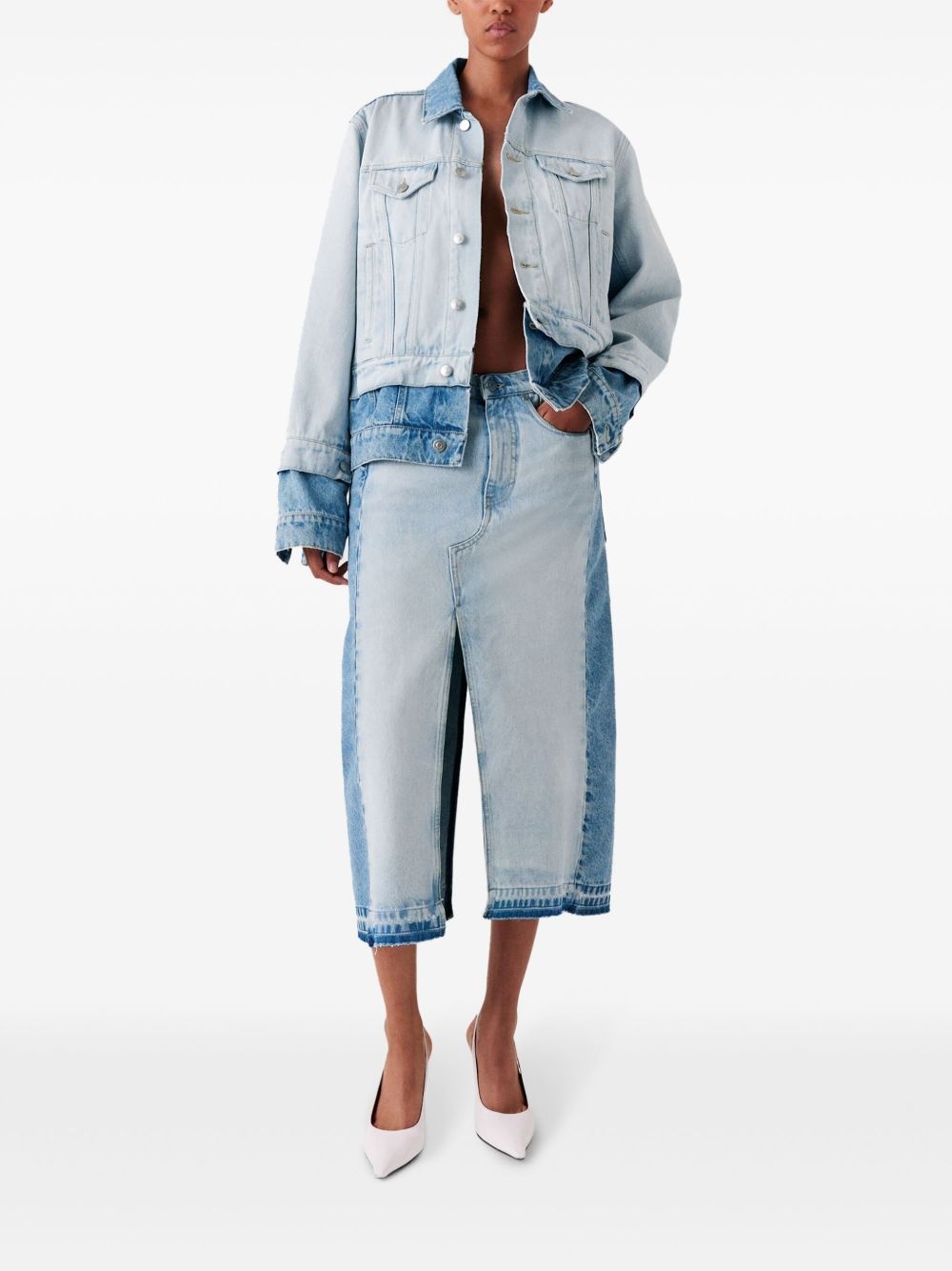 two-tone denim jacket - 2