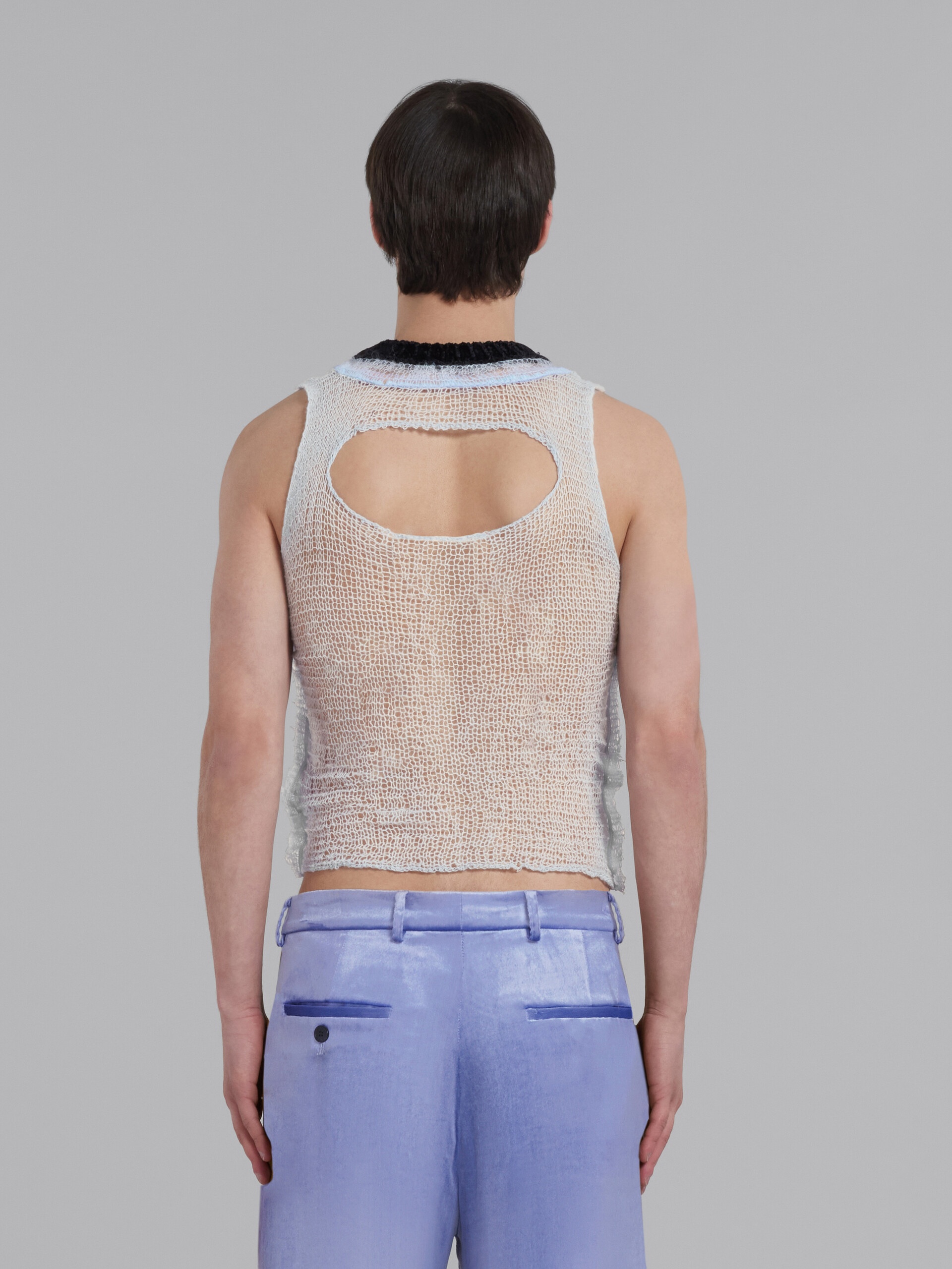 LIGHT BLUE WOOL-CASHMERE TOP WITH CUTOUT - 3