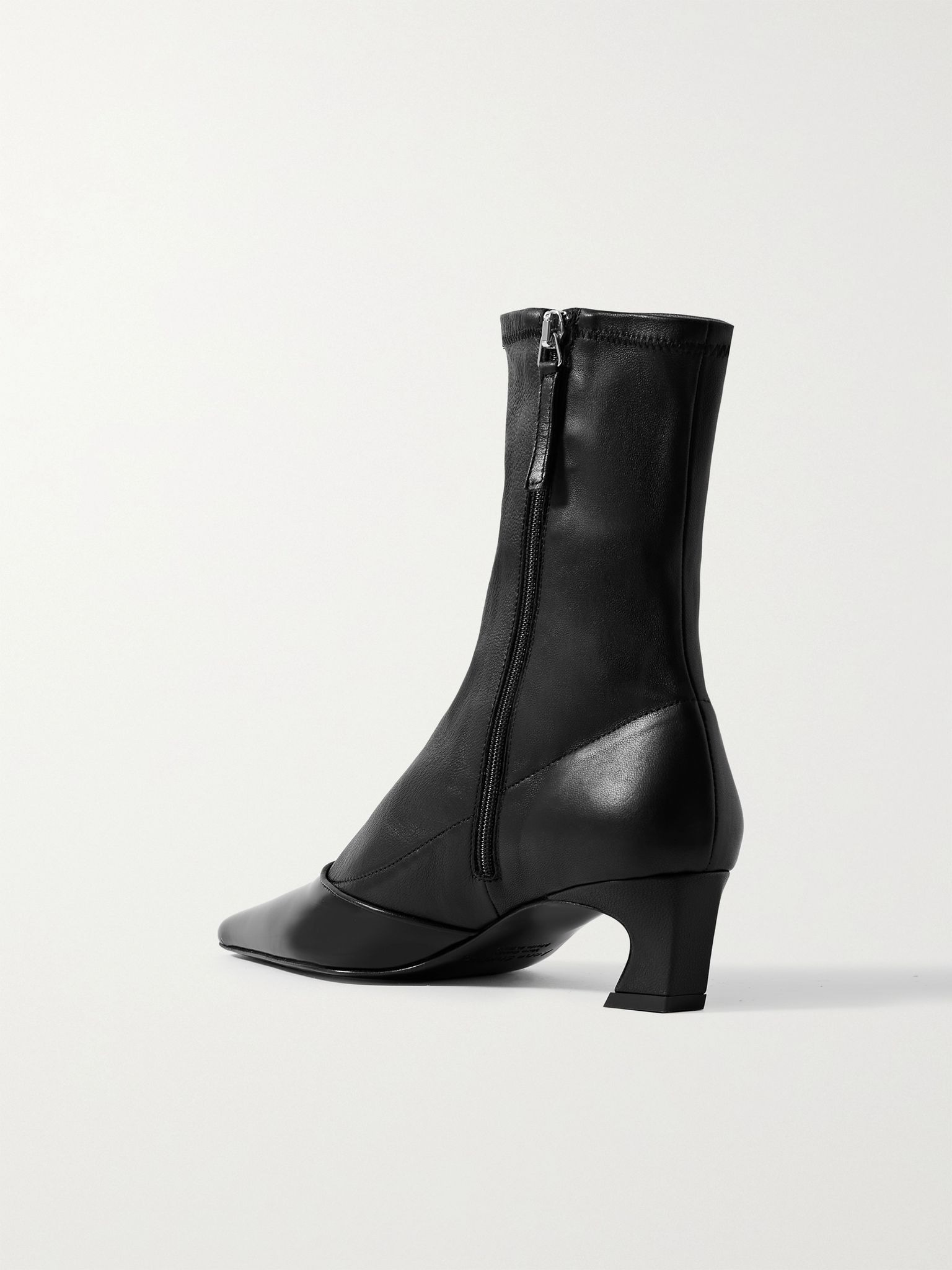 Patent-trimmed leather ankle boots Black - 3
