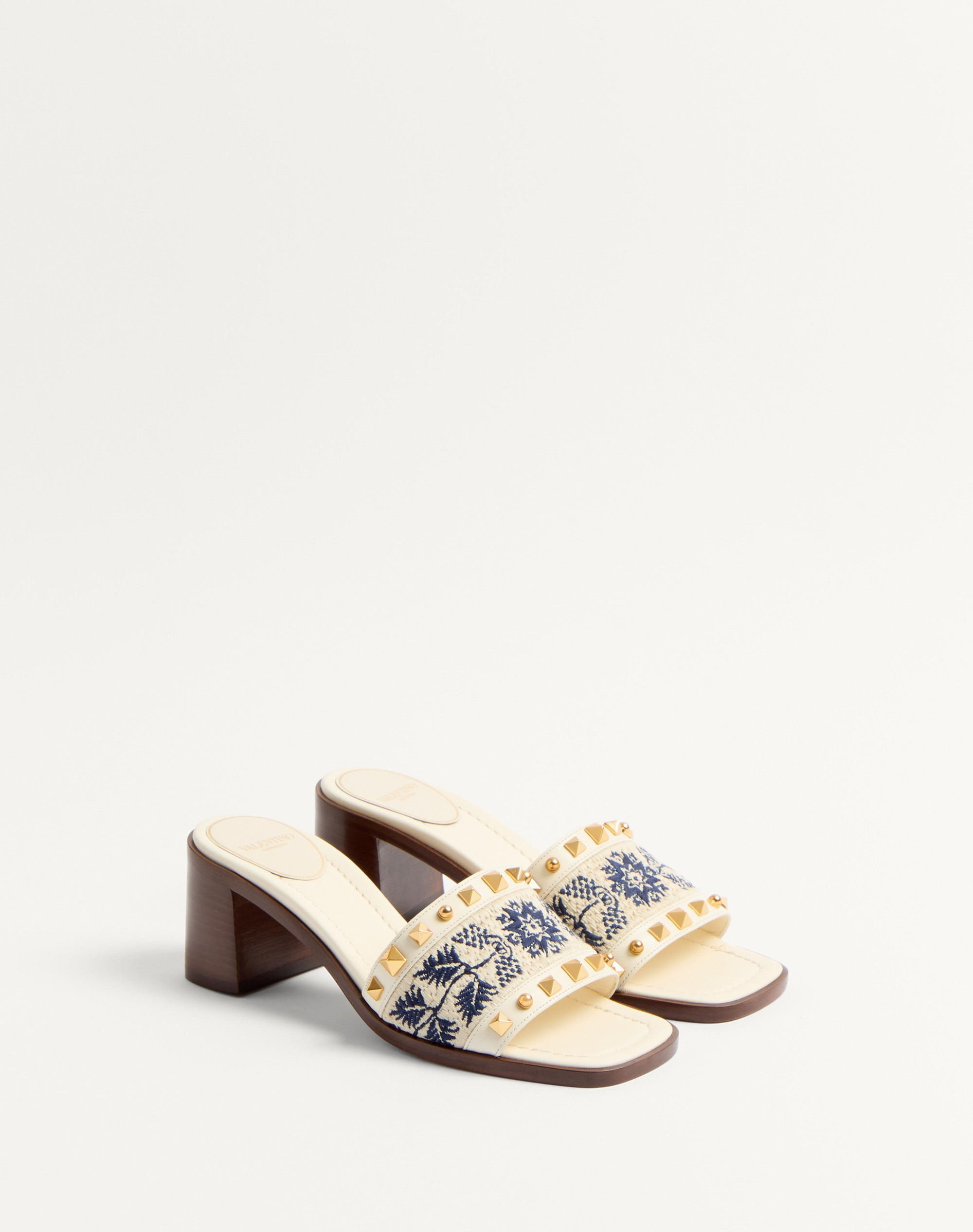 COUNTY SLIDE SANDAL IN CALFSKIN WITH GRAPE EMBROIDERY 60MM - 3