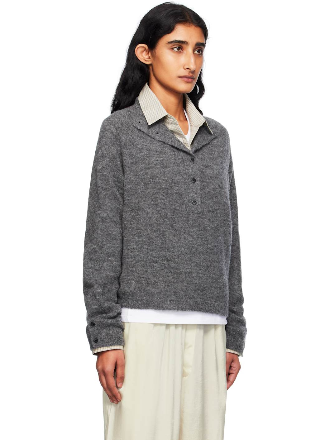 Gray Baby Alpaca Sweater - 2