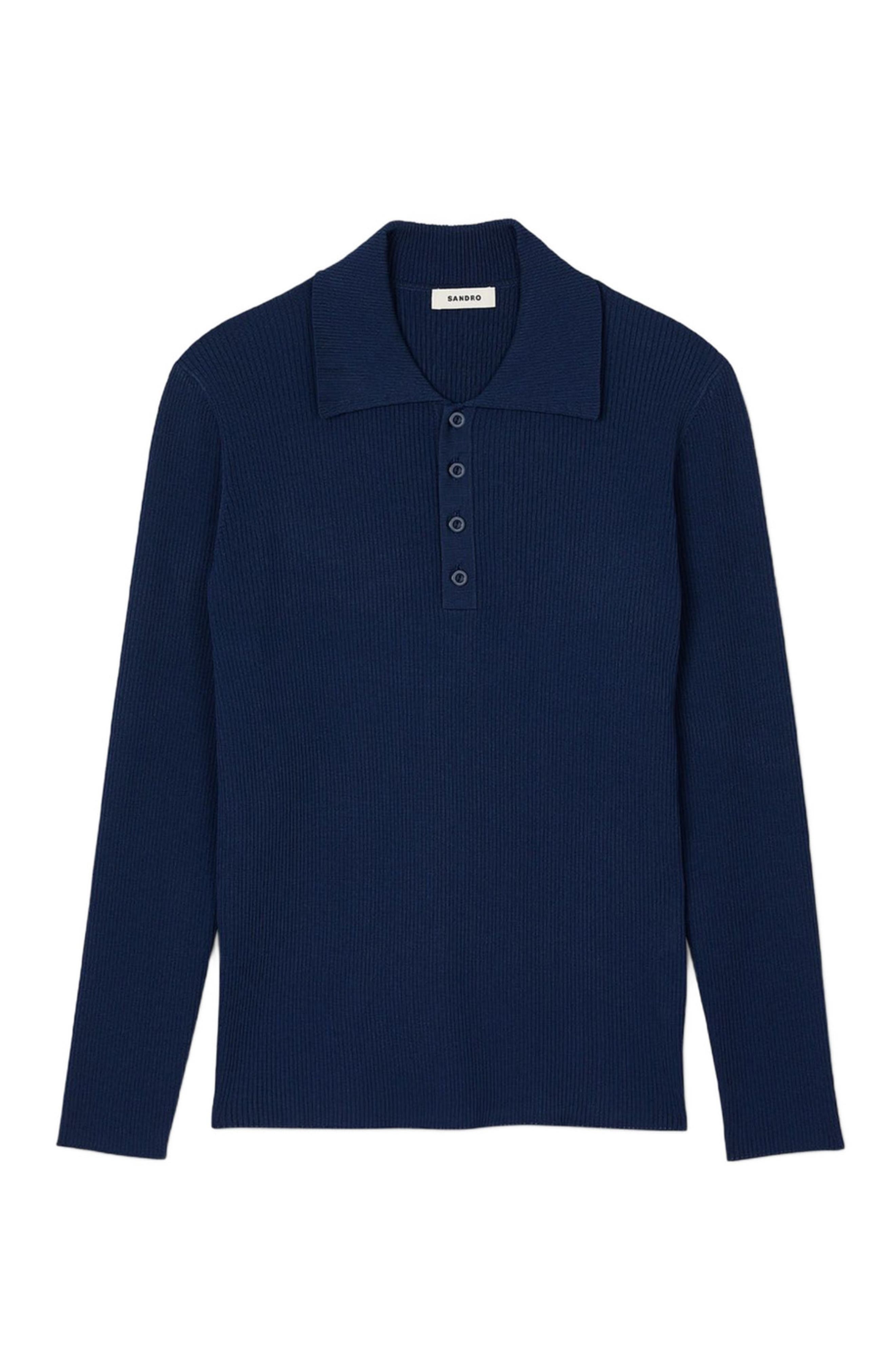 SANDRO Rib knit polo shirt in Royal Blue at Nordstrom - 5