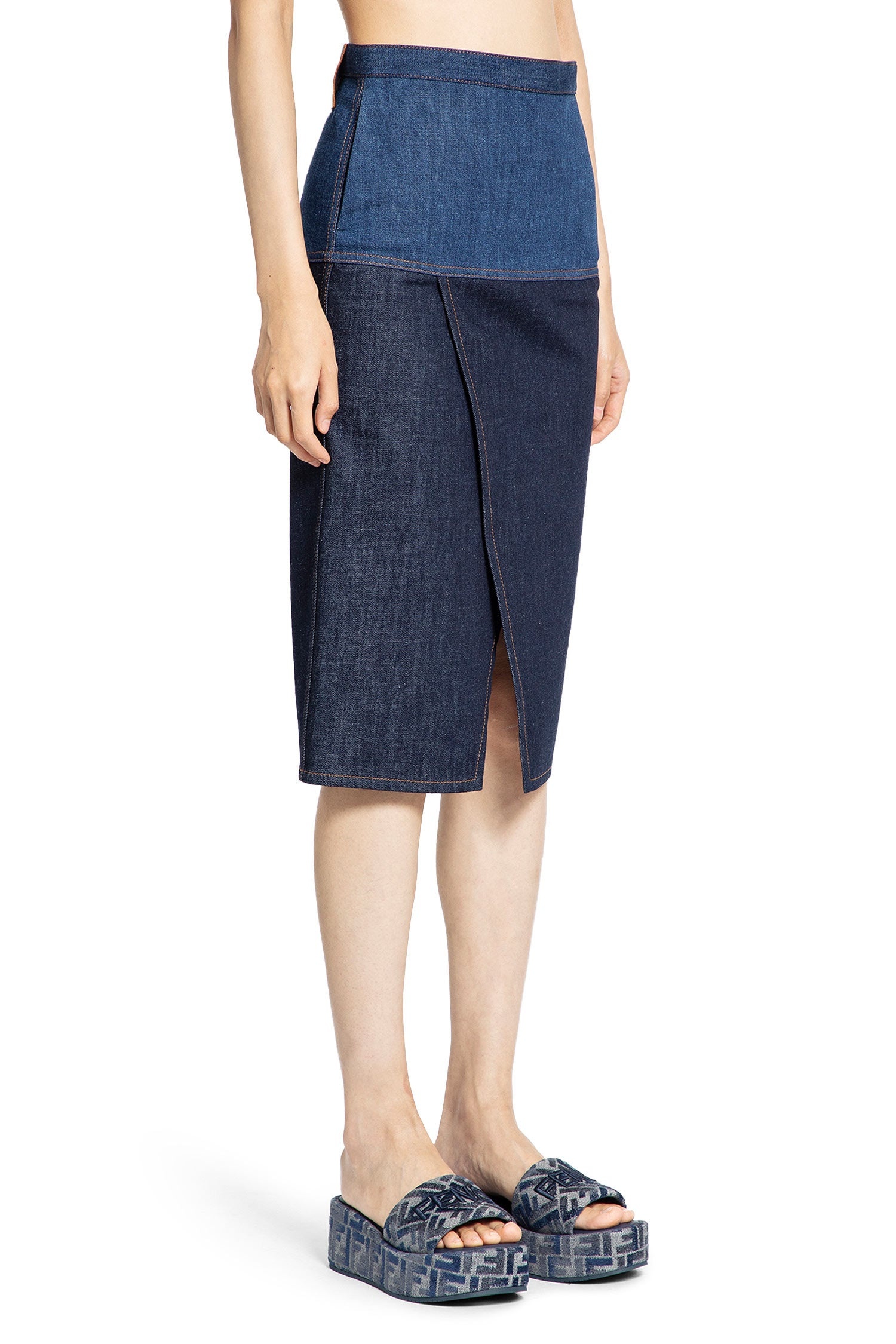 Two-Tone-Denim-Midi-Skirt - 2