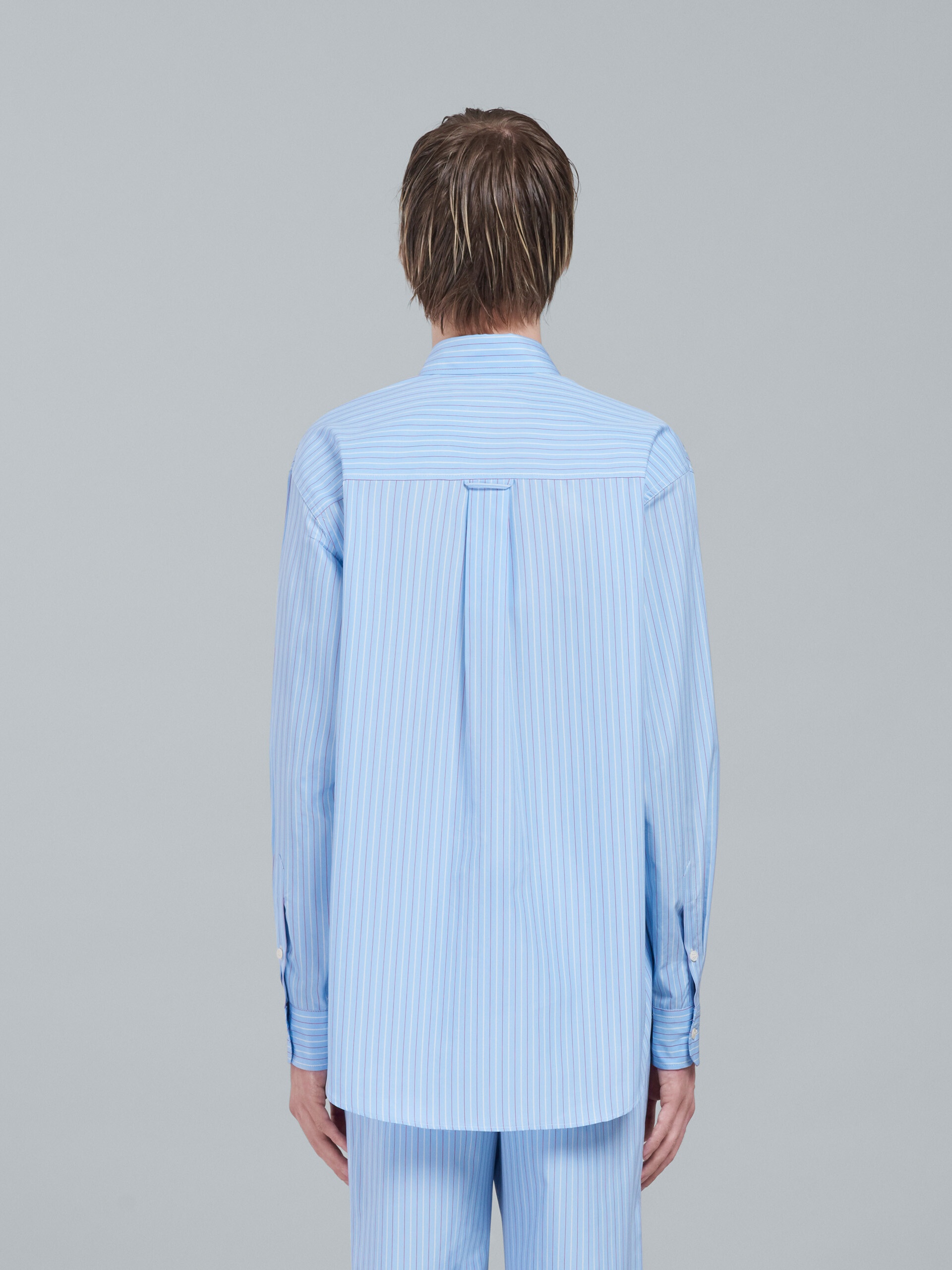 SKY BLUE STRIPED POPLIN SHIRT - 3