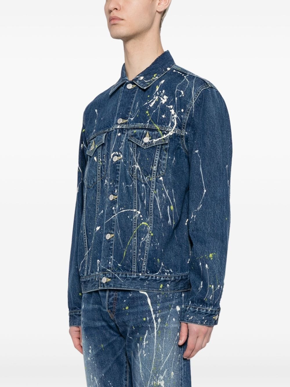 paint-splatter denim jacket - 3