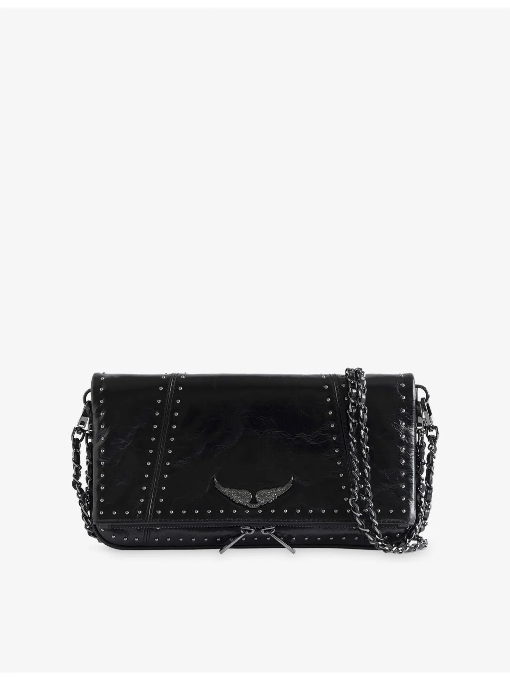 Rock Vintage Patent-Stud Leather Clutch Bag - 1