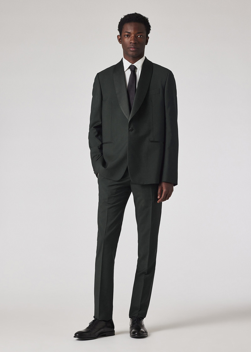 Slim-Fit Dark Green Wool-Mohair Evening Trousers 4