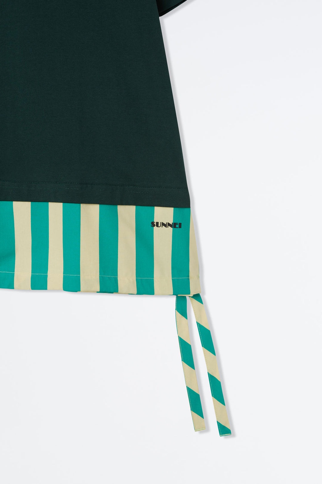 DARK GREEN T-SHIRT WITH STRIPED DETAIL - 7