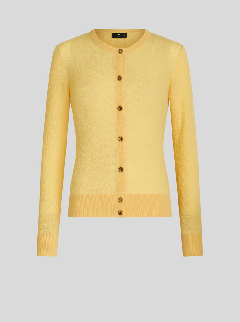 CABLE-KNIT WOOL CARDIGAN - 1