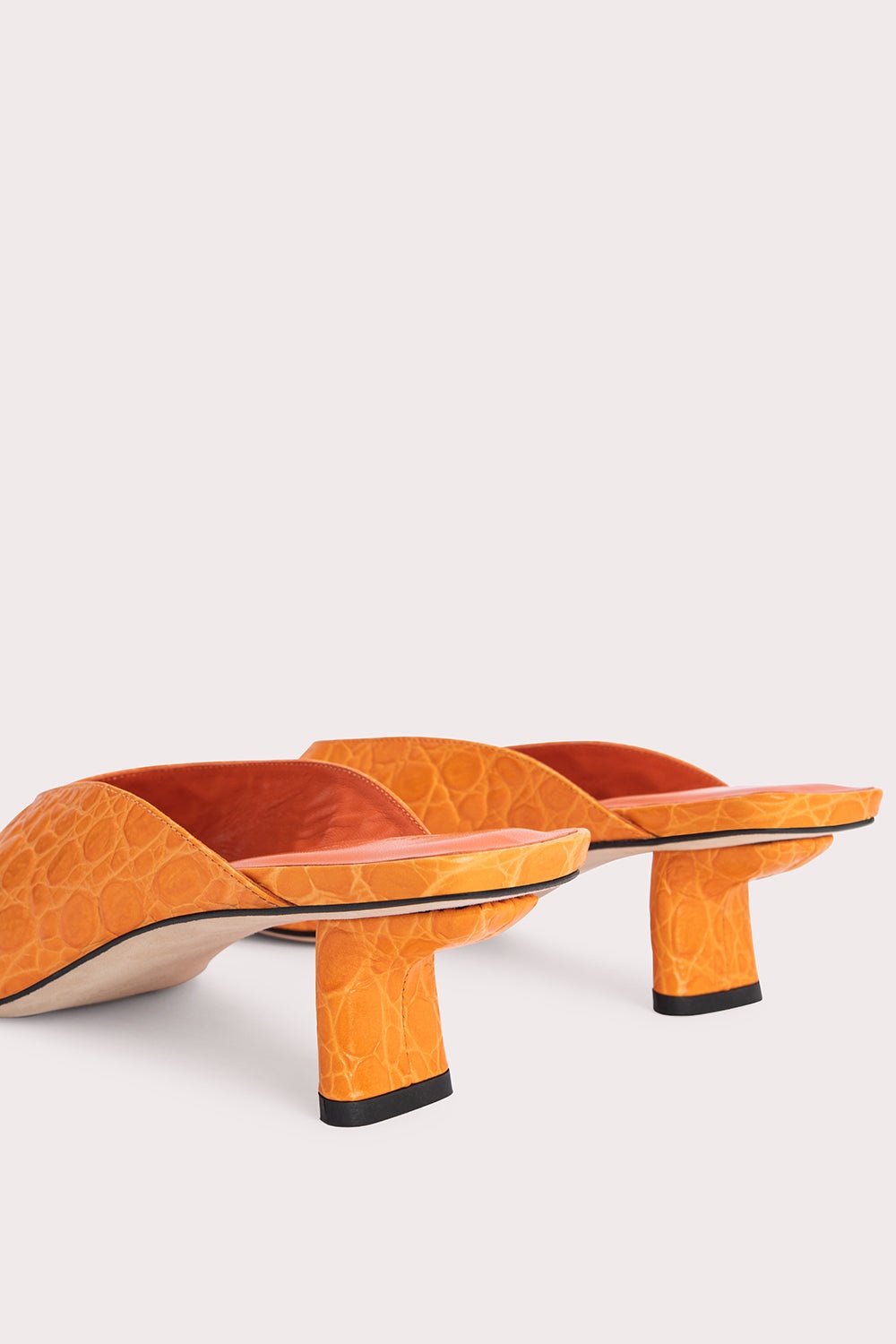 Huston Orange Circular Croco Embossed Leather - 6