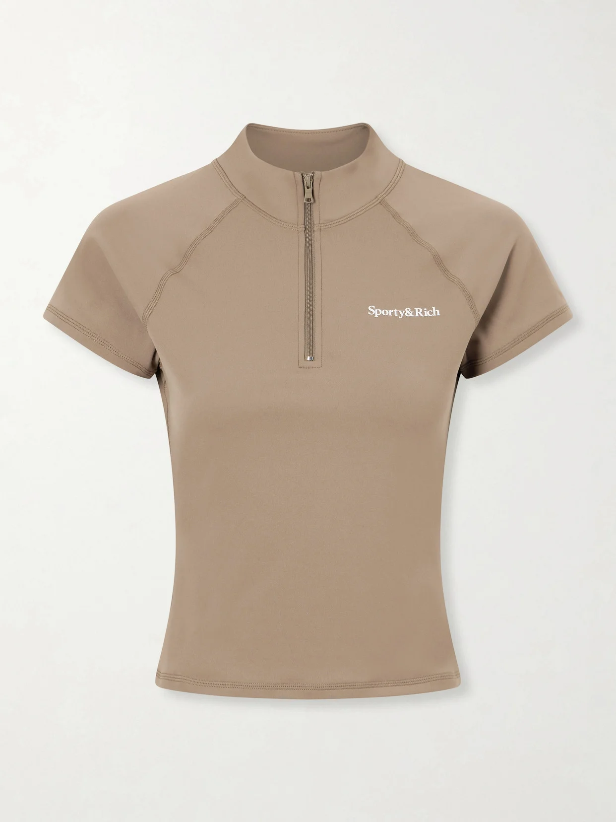 Logo-print Stretch-jersey Half-zip T-shirt - 1