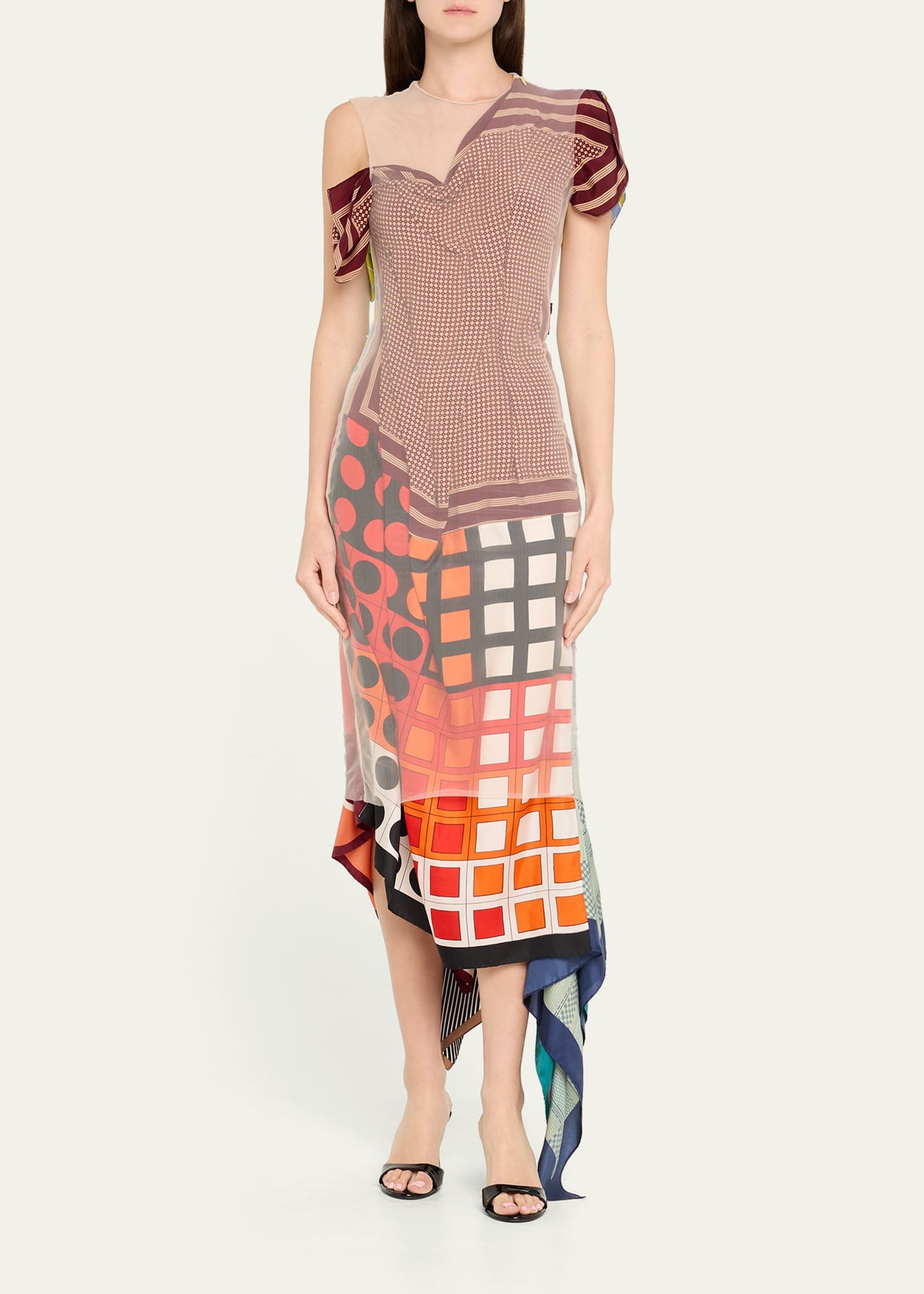 Regenerated Silk Scarves Long Fitted Dress - 2