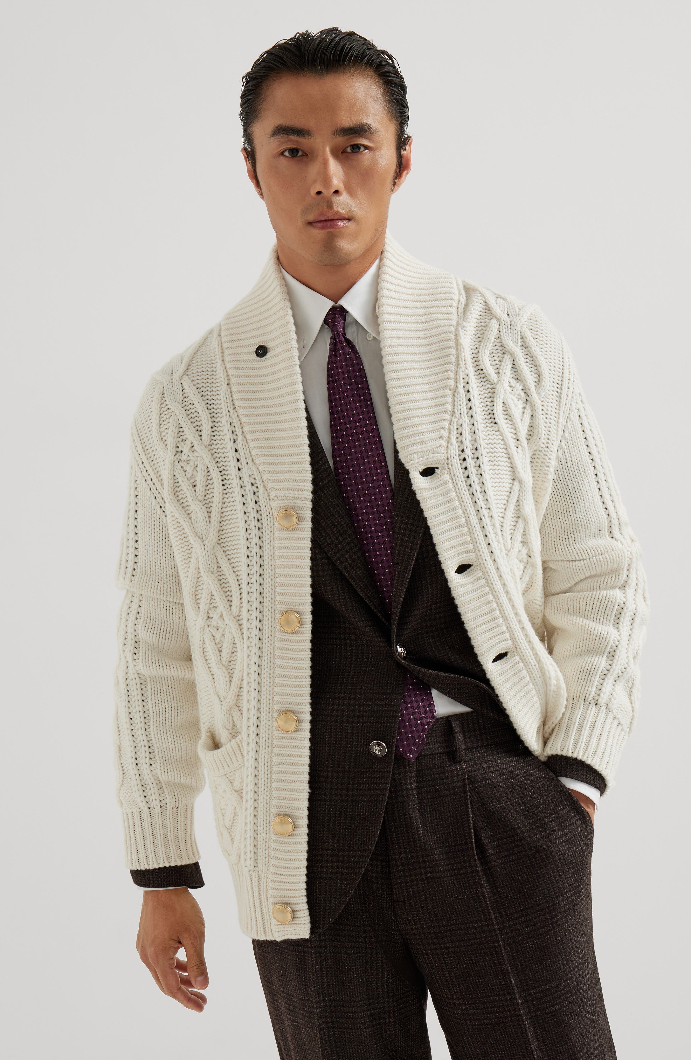 Brunello Cucinelli Cable knit cardigan in Panama at Nordstrom - 2