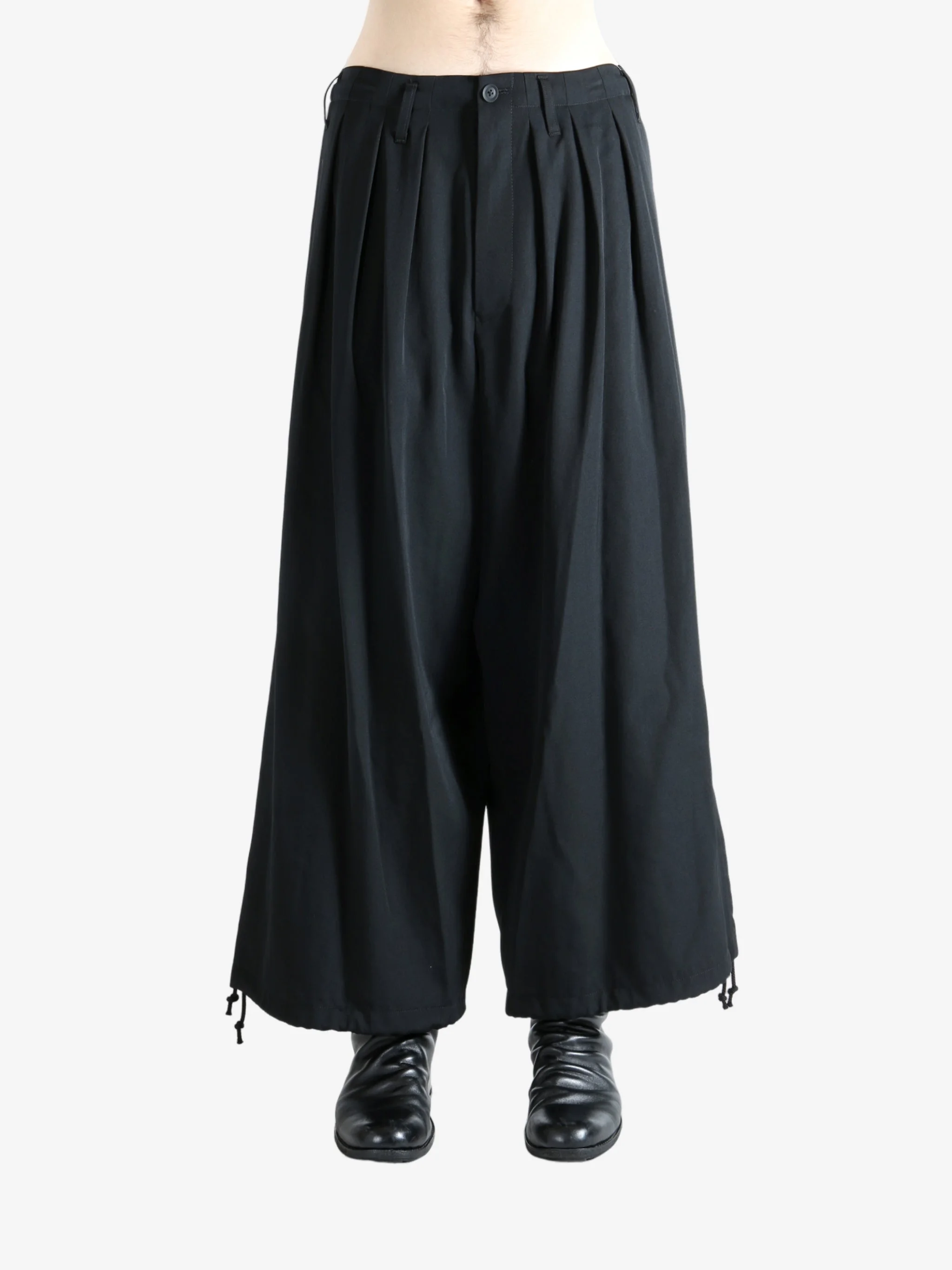 YOHJI YAMAMOTO POUR HOMME - Men Wool Gabardine Thin Balloon Pants - 1