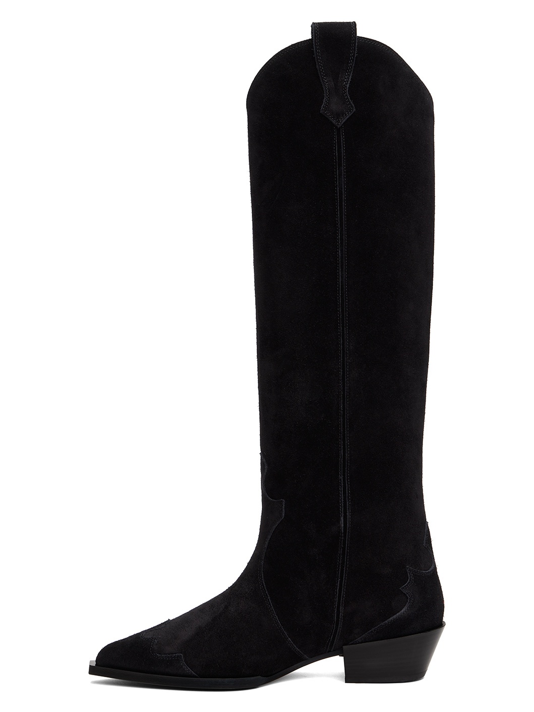 Black Aruna Suede Cowboy Tall Boots - 3