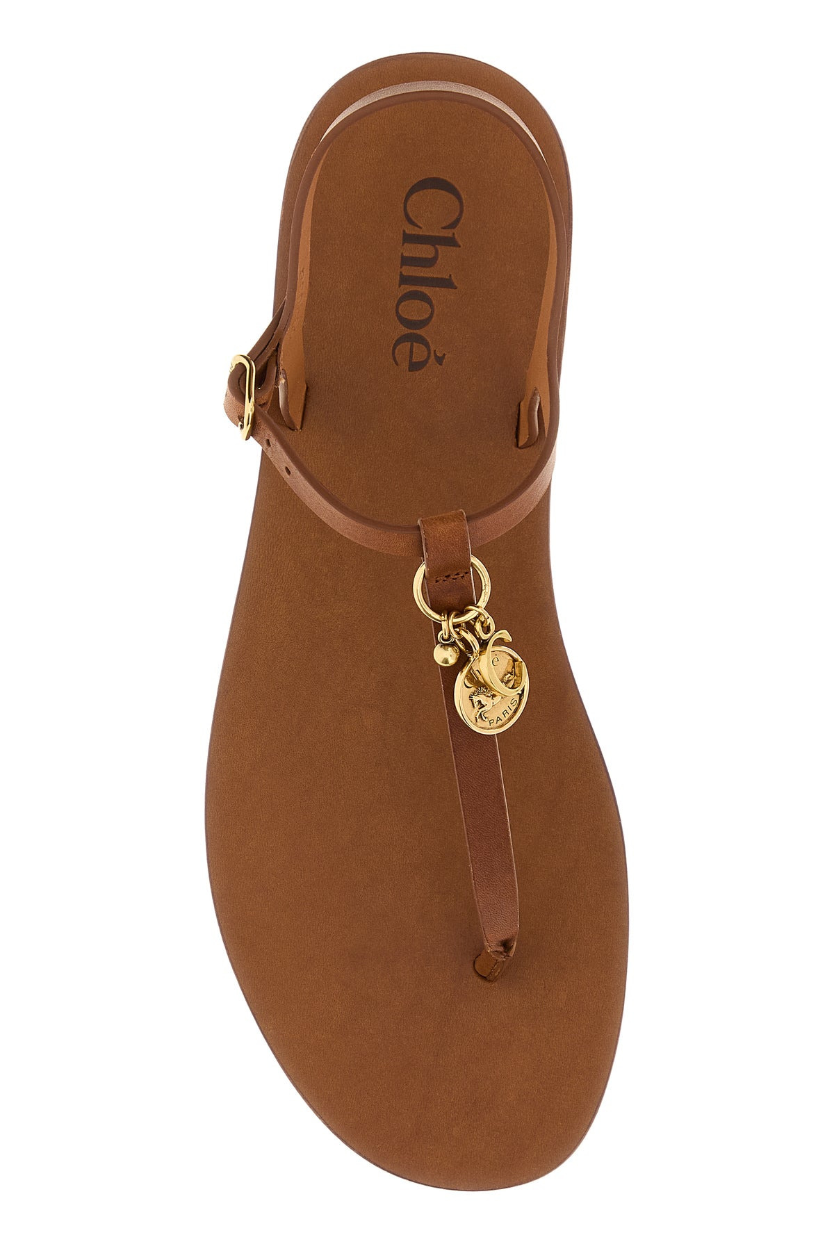 Caramel leather Chloé Charms thong sandals - 4